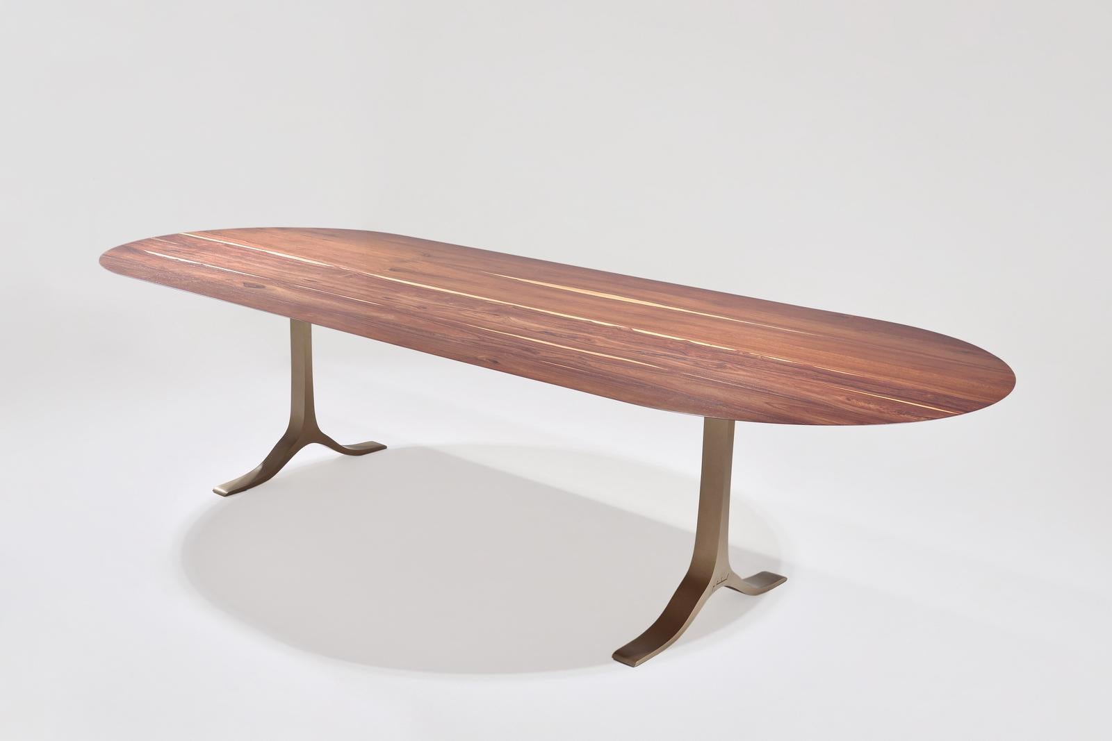 The English oval dining table was crafted from reclaimed Ching Chan wood, a rare rosewood family we sourced from an old house near the ancient Thai capital of Ayutthaya (P. Tendercool is based in Thailand). Traditionally Ching Chan wood are use in