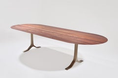 Dining Table 'English Oval', Reclaimed Hardwood, Sand Cast Brass Base