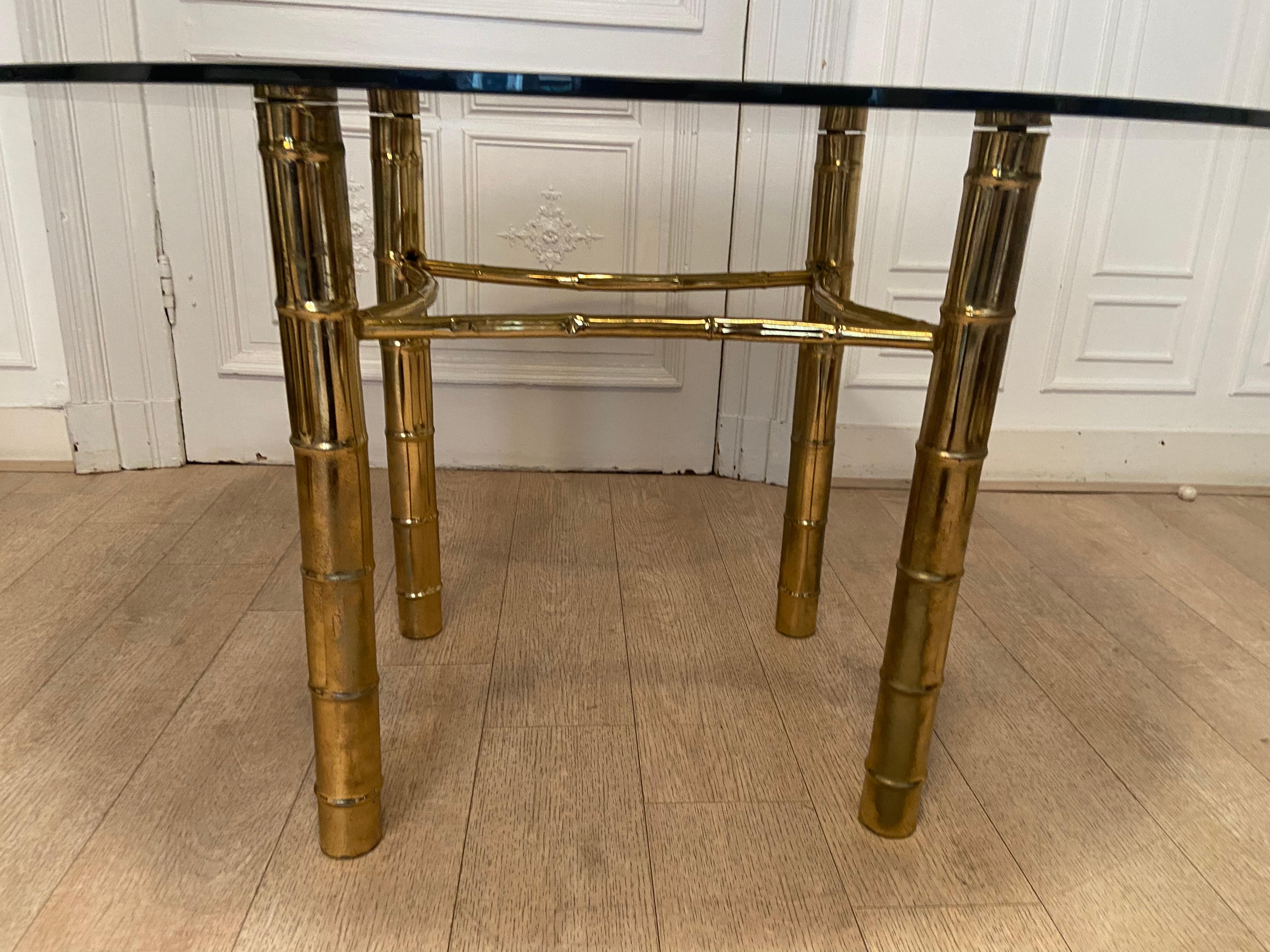 Dining Table, Faux Golden Bamboo, 1970s For Sale 3