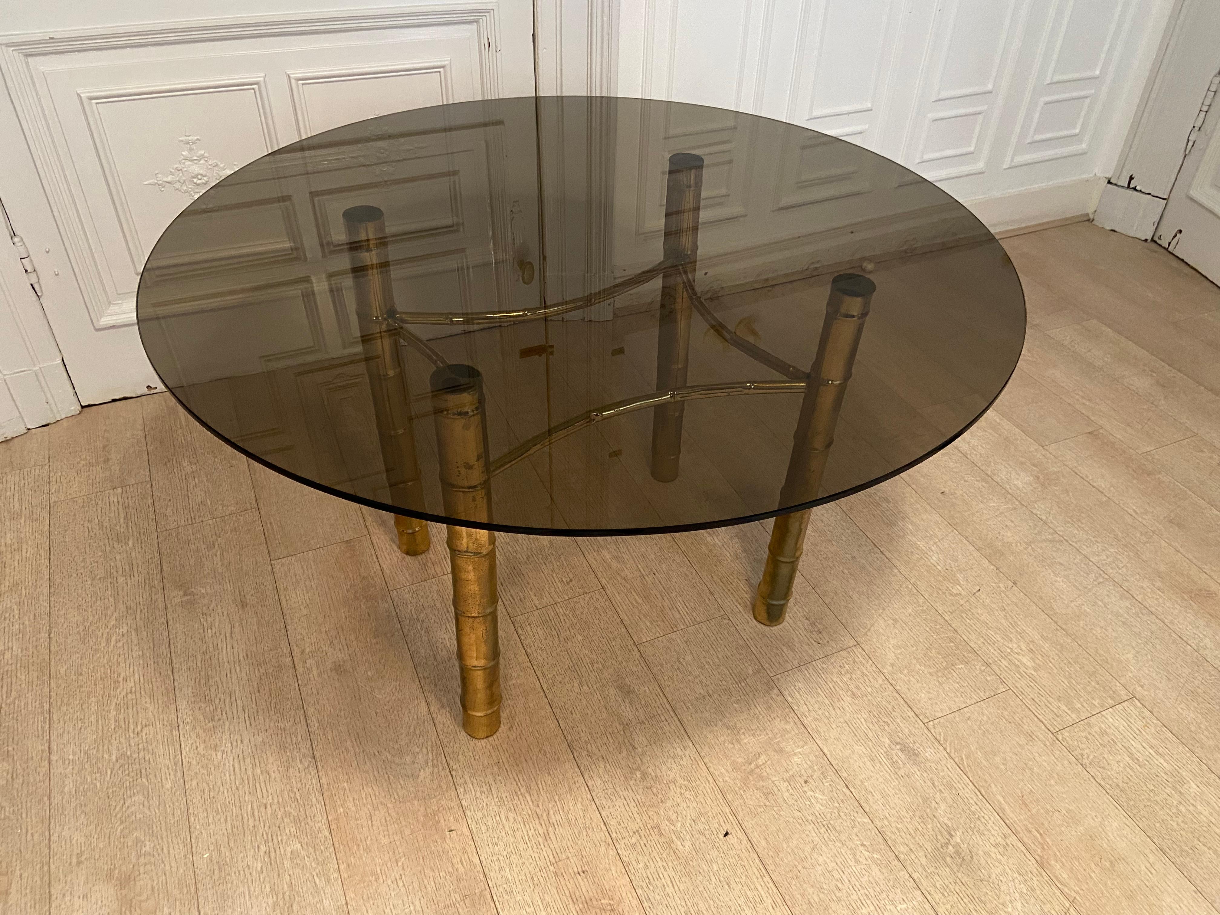 Dining Table, Faux Golden Bamboo, 1970s For Sale 5