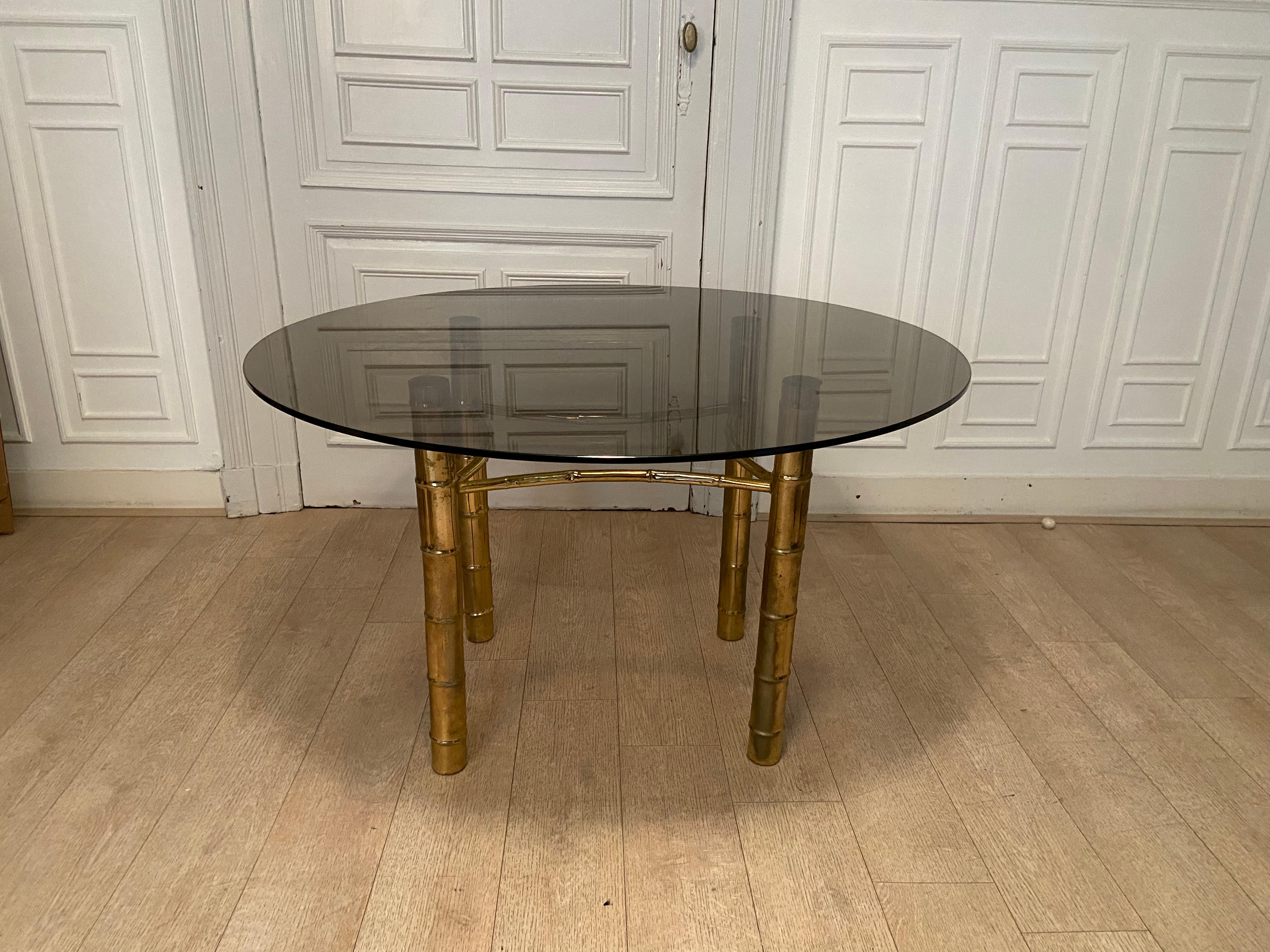 Mid-Century Modern Dining Table, Faux Golden Bamboo, 1970s For Sale