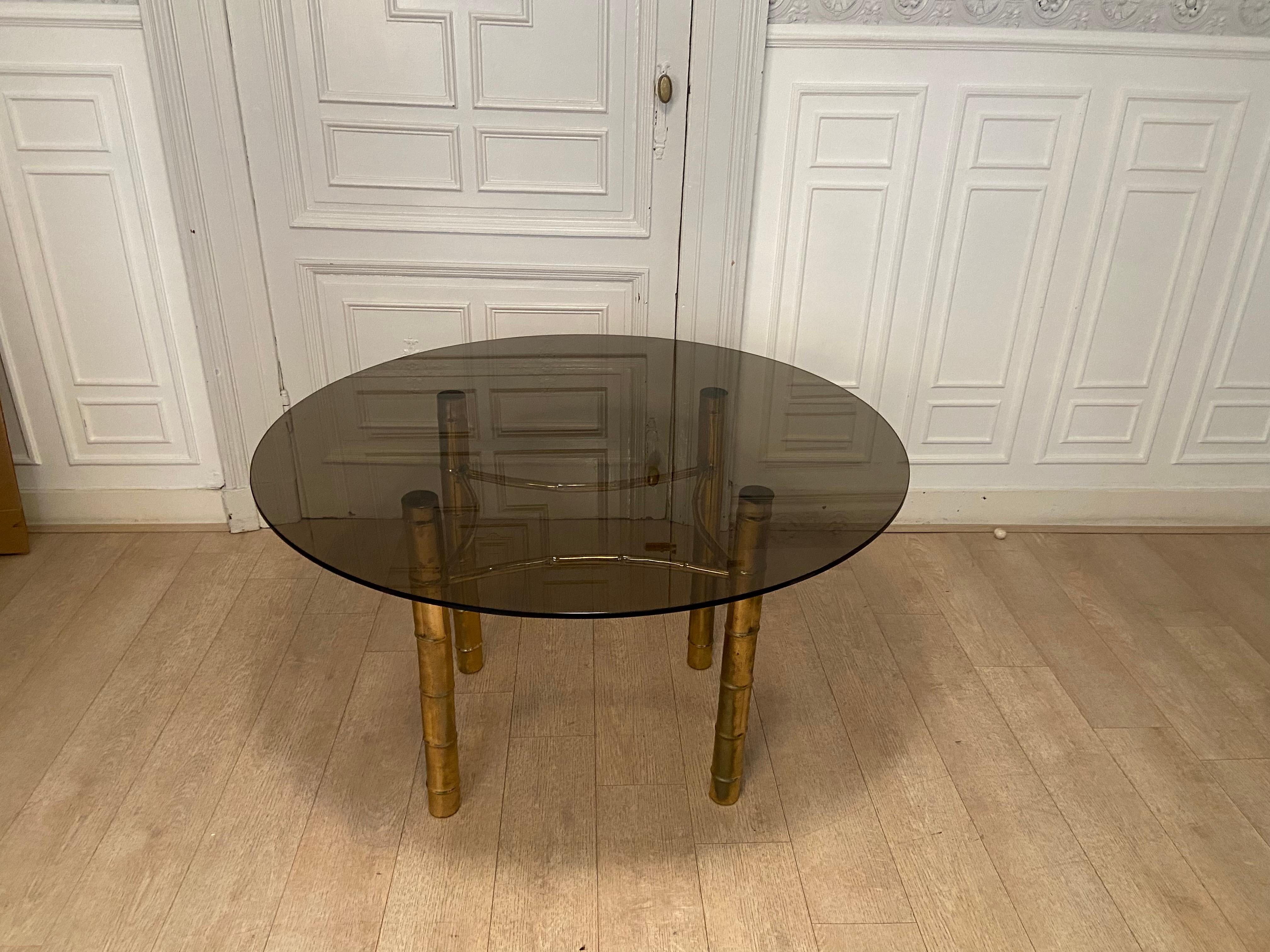 European Dining Table, Faux Golden Bamboo, 1970s For Sale