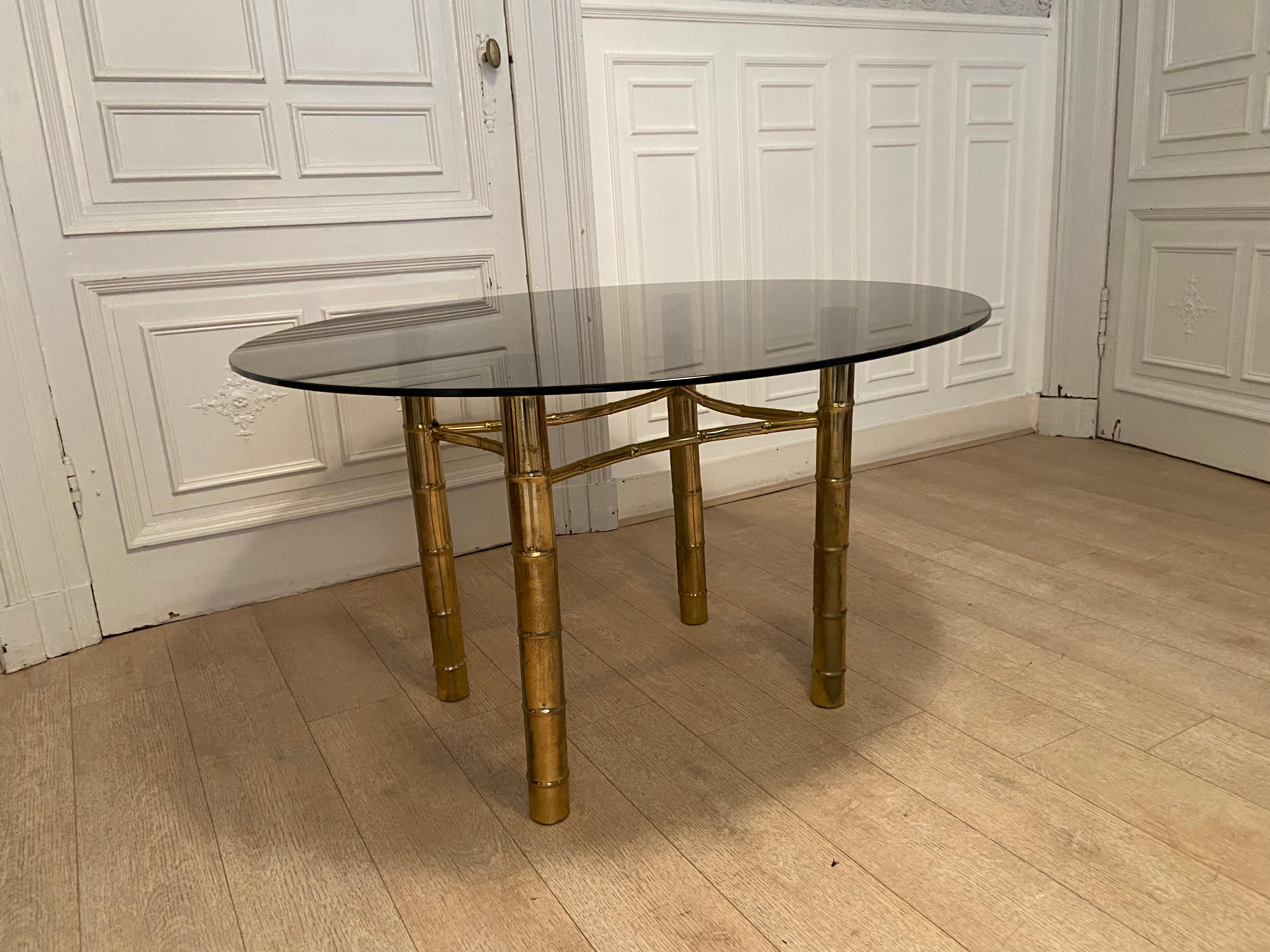 Dining Table, Faux Golden Bamboo, 1970s In Good Condition For Sale In Brussels , BE