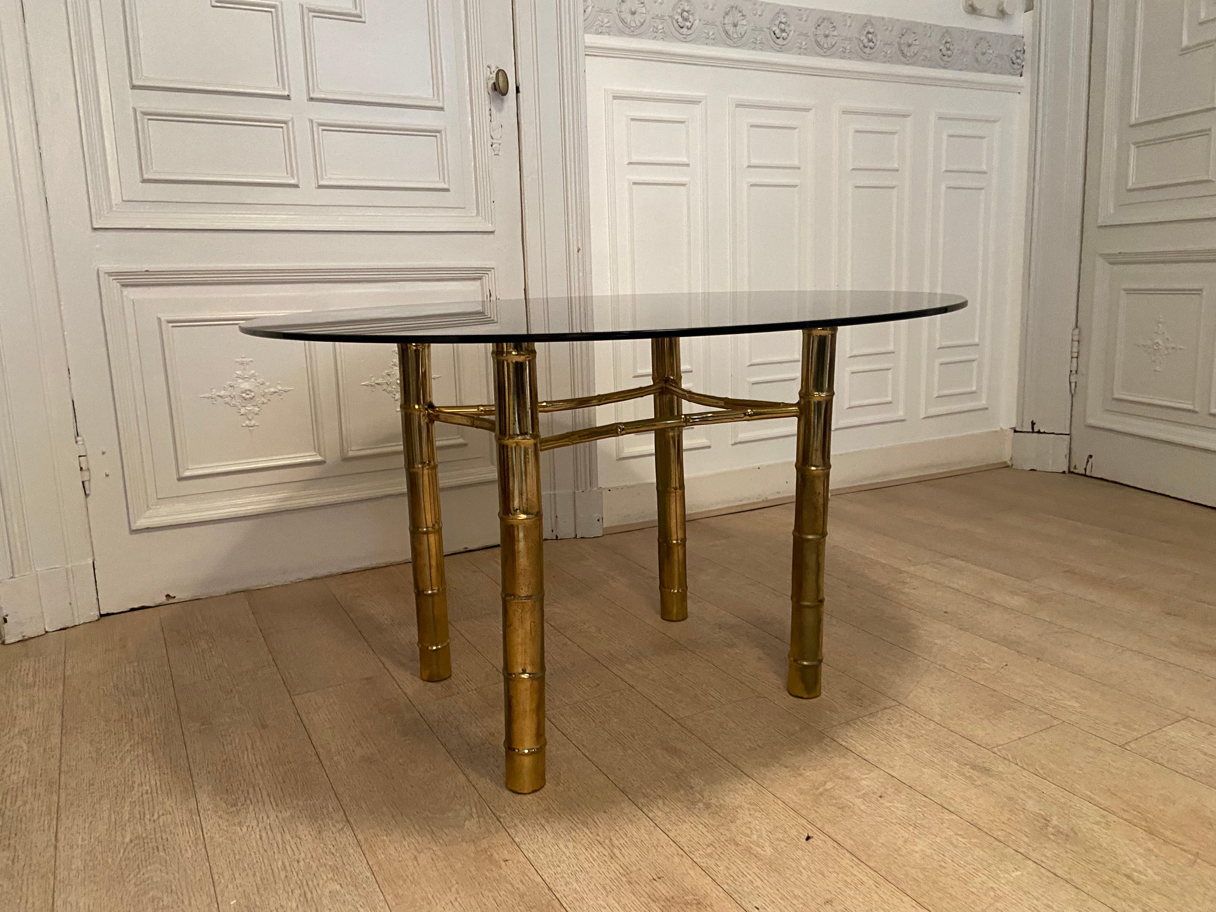 20th Century Dining Table, Faux Golden Bamboo, 1970s For Sale
