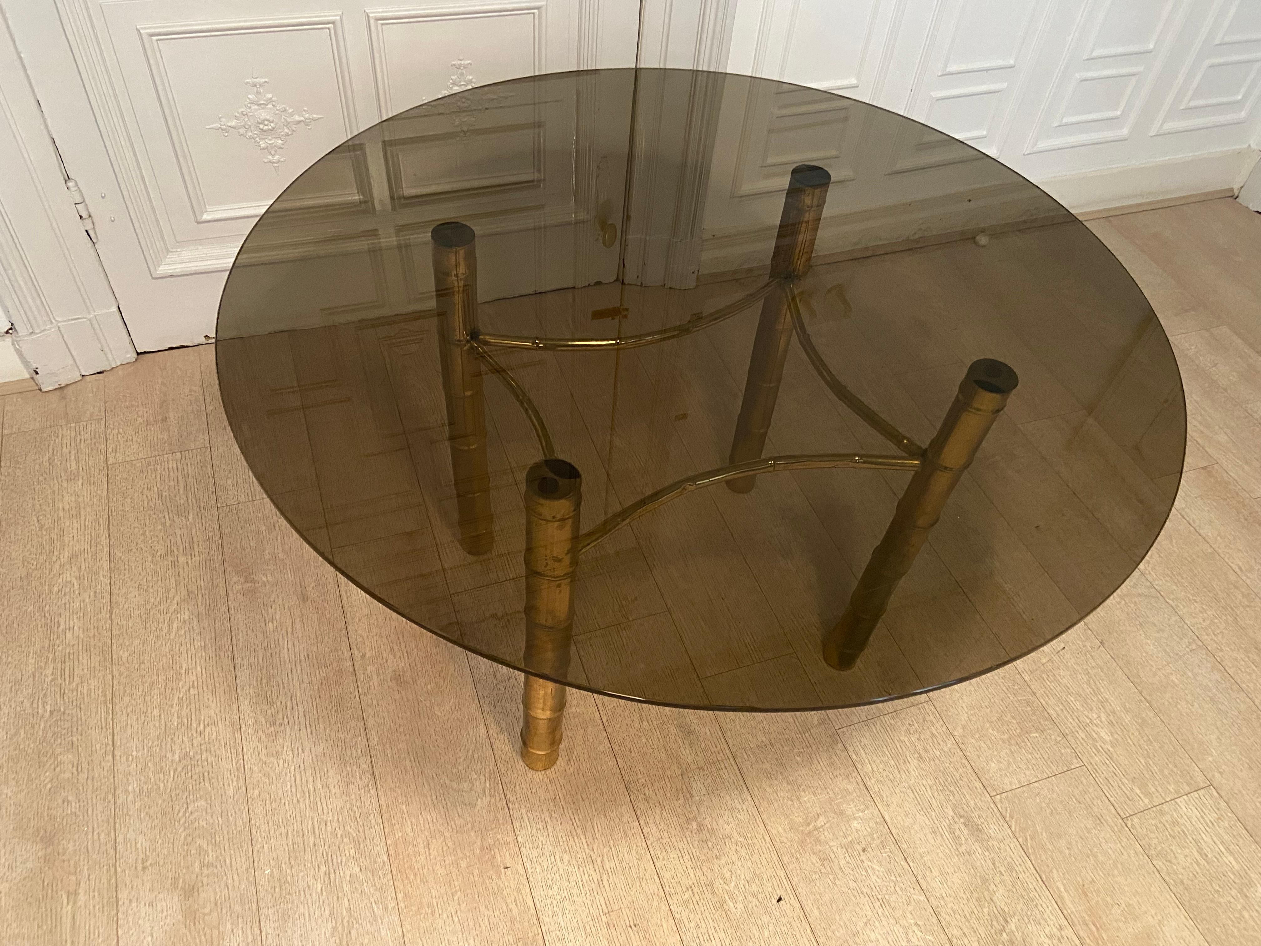 Dining Table, Faux Golden Bamboo, 1970s For Sale 1