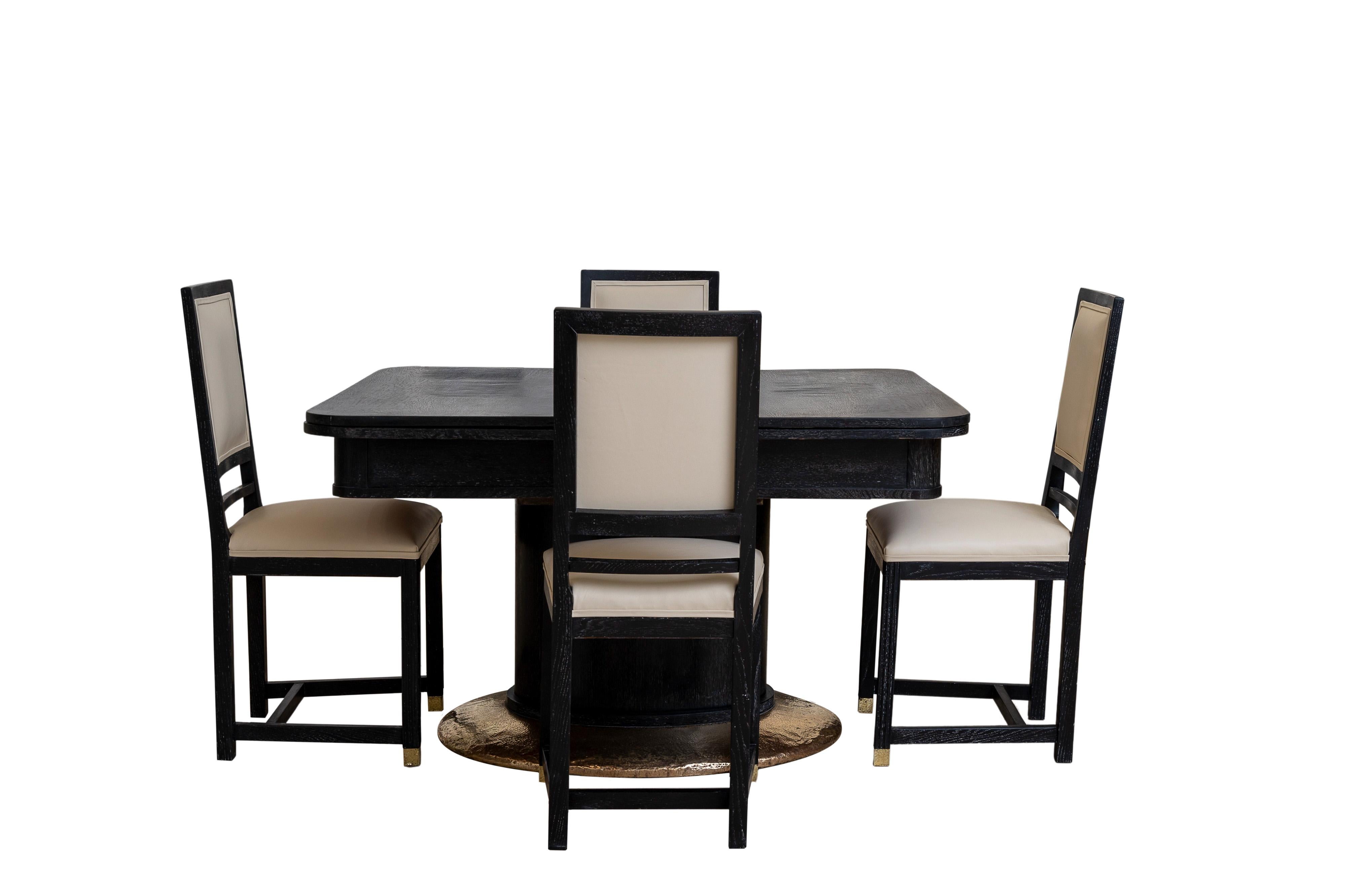 Laiton Table de salle à manger Fritz & Adolf Nagel école de Josef Hoffmann vers 1910 en vente