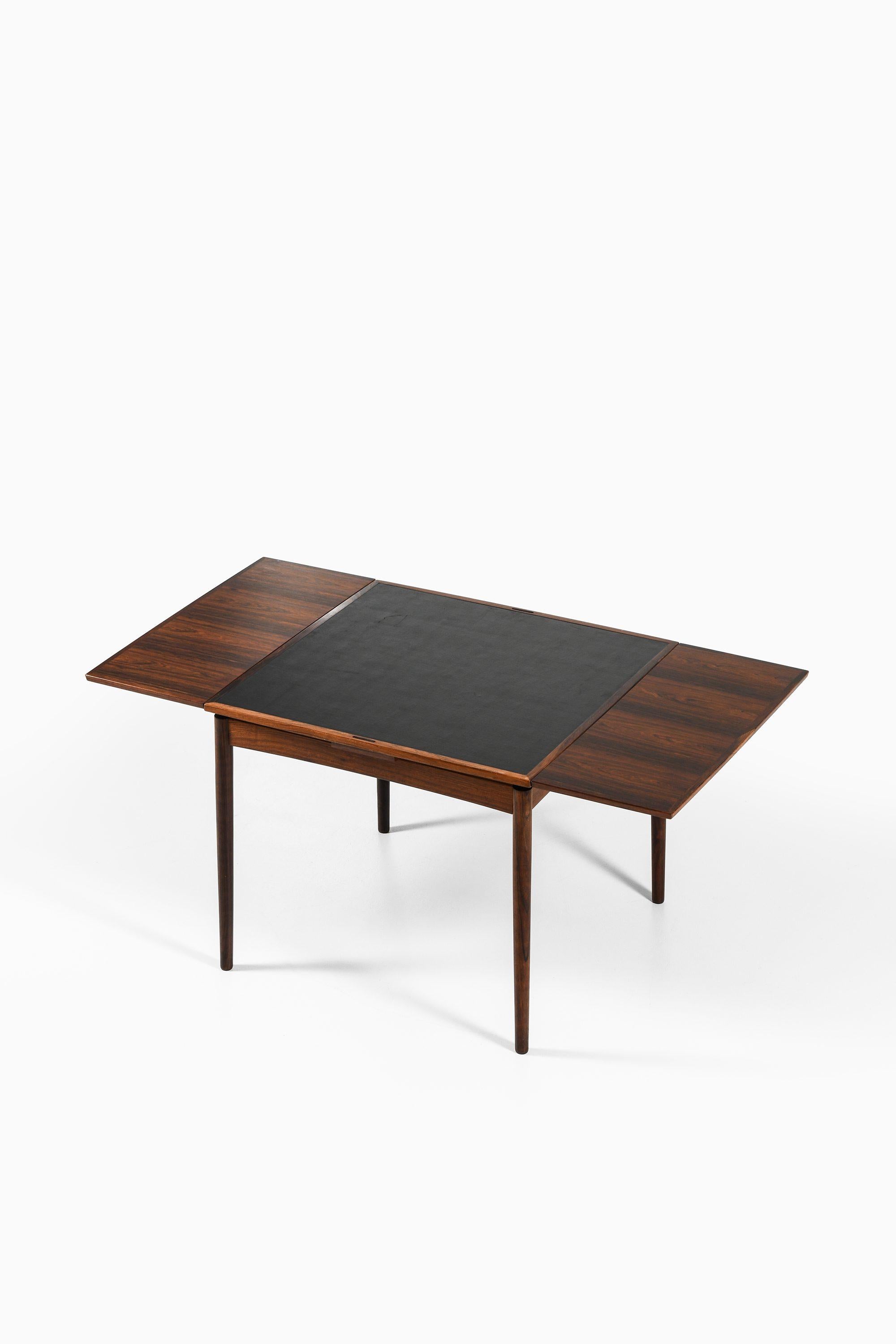 Mesa de comedor / mesa de juego en palisandro y cuero negro de Carlo Jensen, años 60 Moderno de mediados de siglo en venta