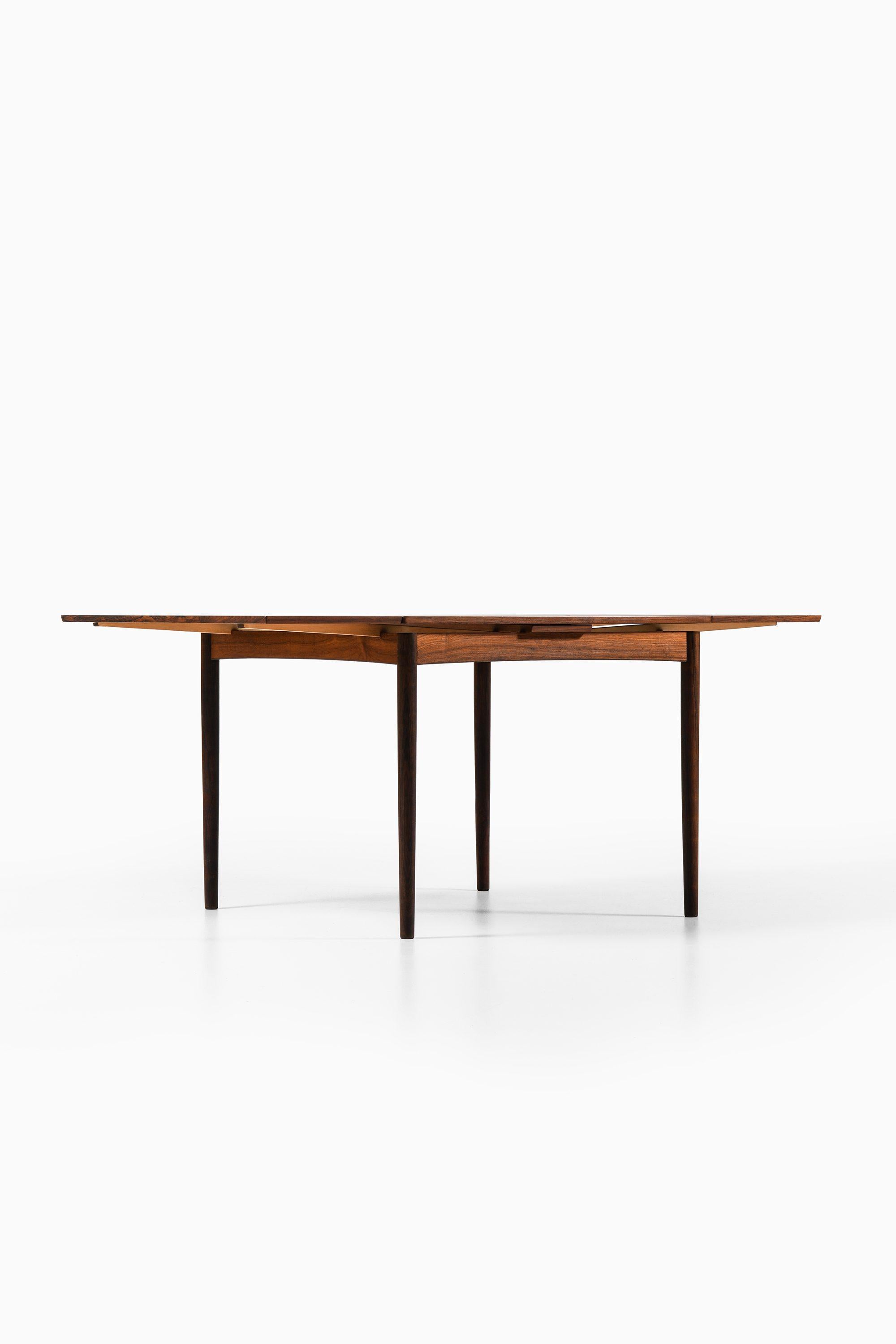 Mesa de comedor / mesa de juego en palisandro y cuero negro de Carlo Jensen, años 60 Danés en venta