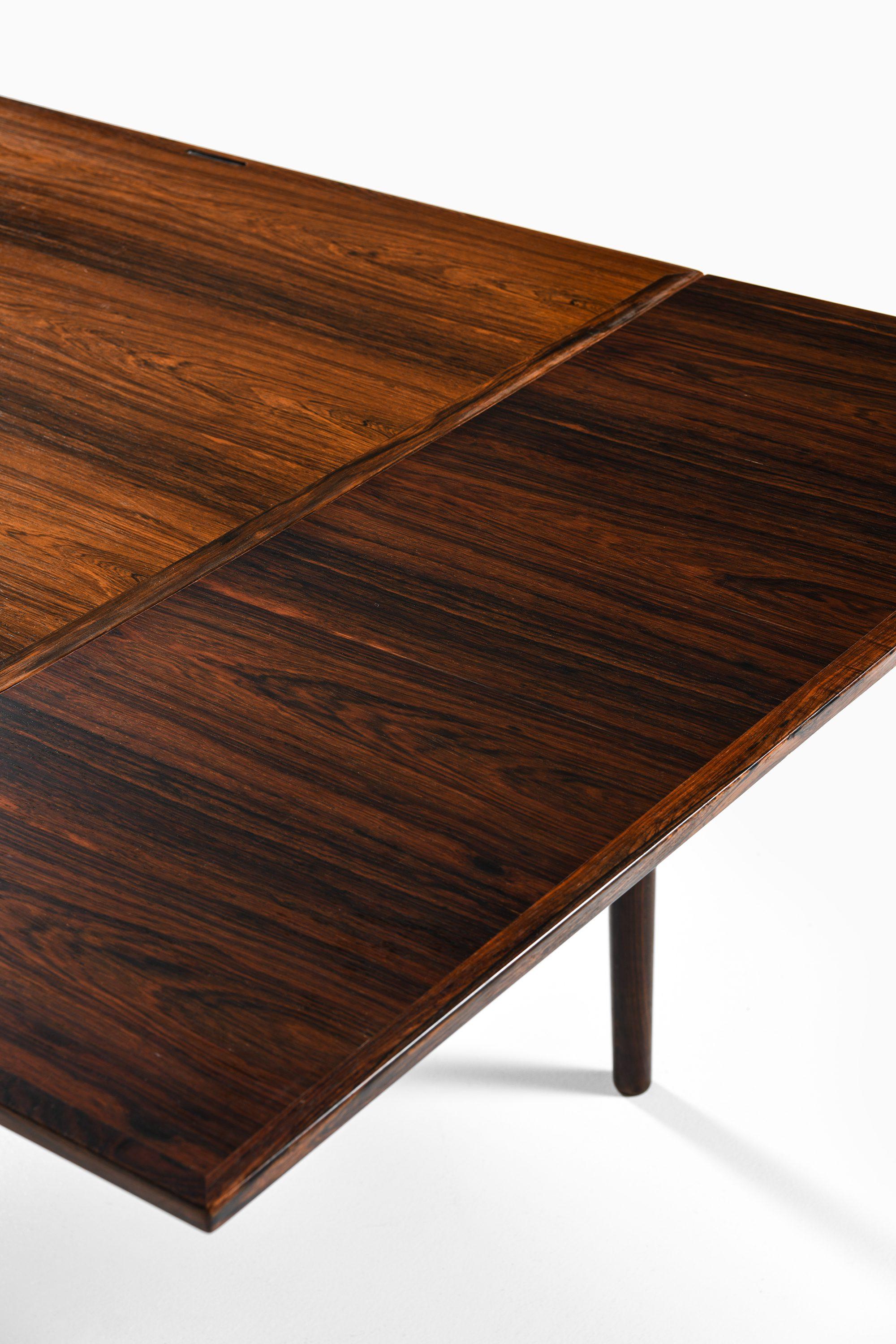 Mesa de comedor / mesa de juego en palisandro y cuero negro de Carlo Jensen, años 60 Palo de rosa en venta