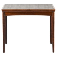 Esstisch / Spieltisch aus Palisanderholz und schwarzem Leder von Carlo Jensen, 1960er Jahre