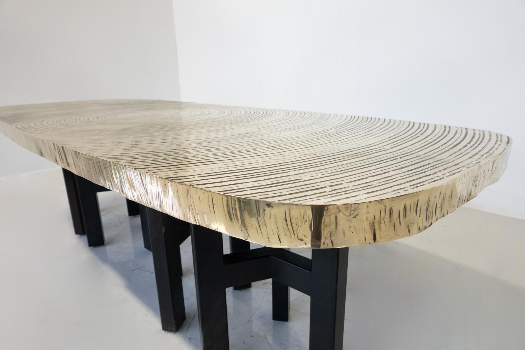 Mid-Century Modern Dining Table Goutte d'Eau by Ado Chale, Bronze, Belgium - Signed, 1970s For Sale