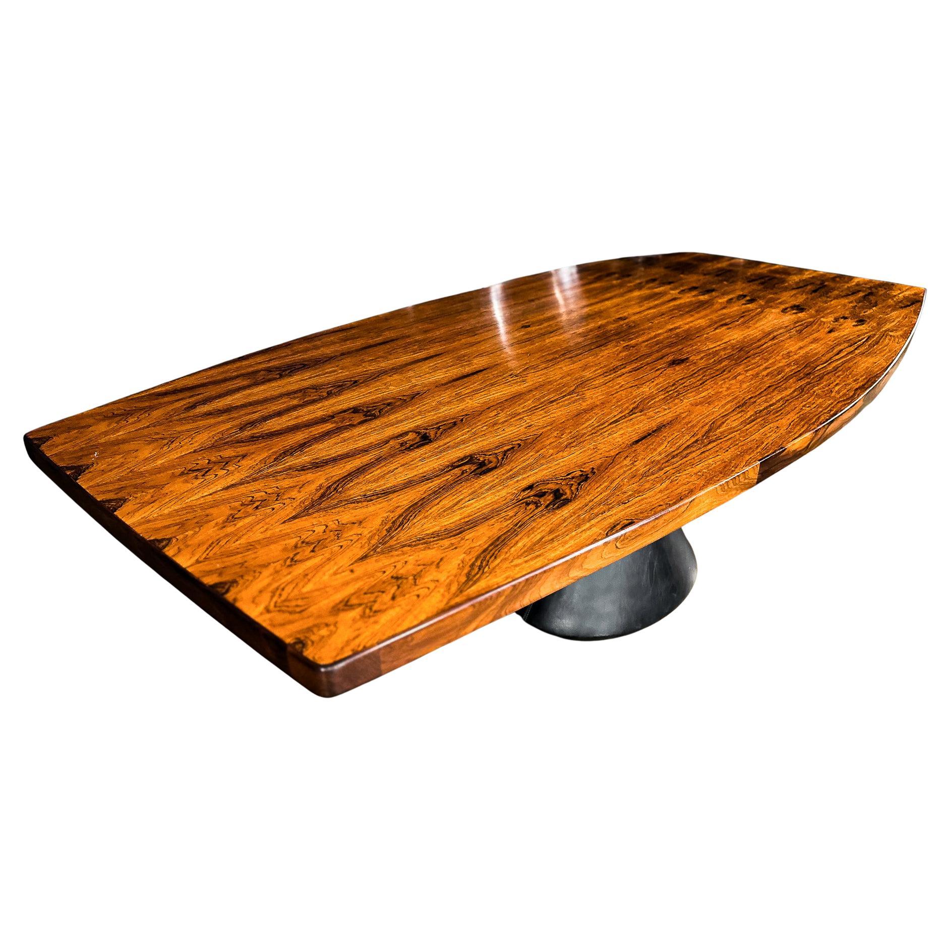 Dining Table "Guanabara" in Hardwood, Concrete 
Metal, Jorge Zalszupin, 1960s For Sale