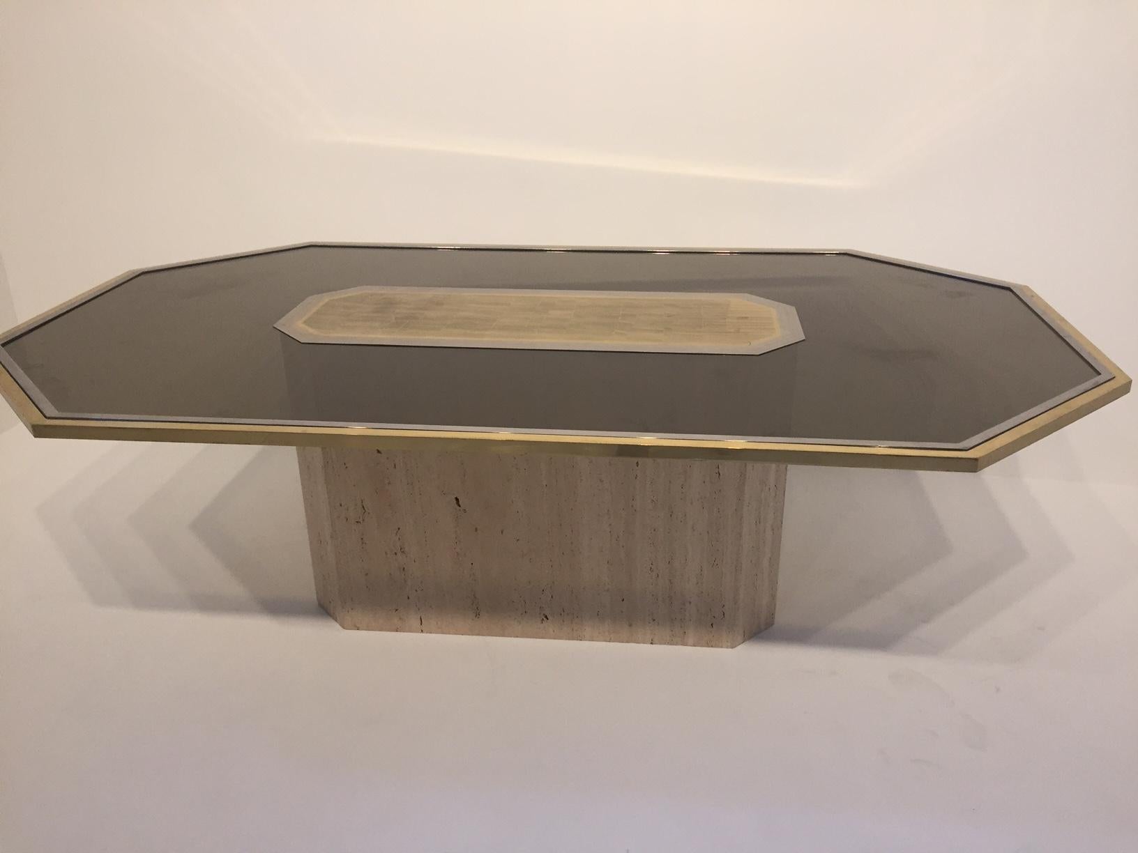 Dining Table in Brass and Glass, Signed by Christian Krekels (Belgisch) im Angebot