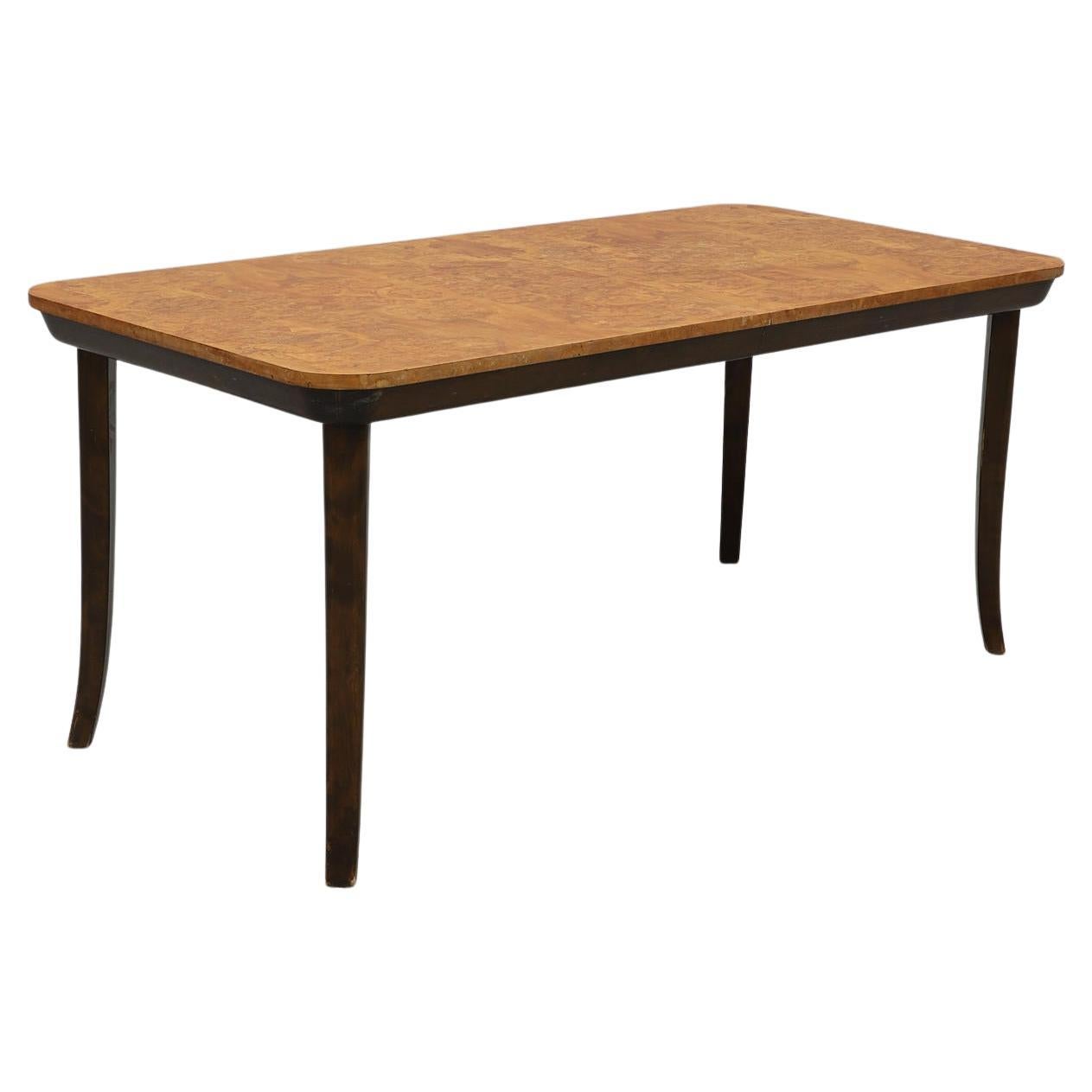 Table de salle à manger en ronce et hêtre par Axel Einar Hjorth, NK 1938, Swedish Modern. en vente