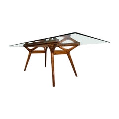 Dining Table in Caviuna Hardwood & Glass by Forma Brazil, 1960s