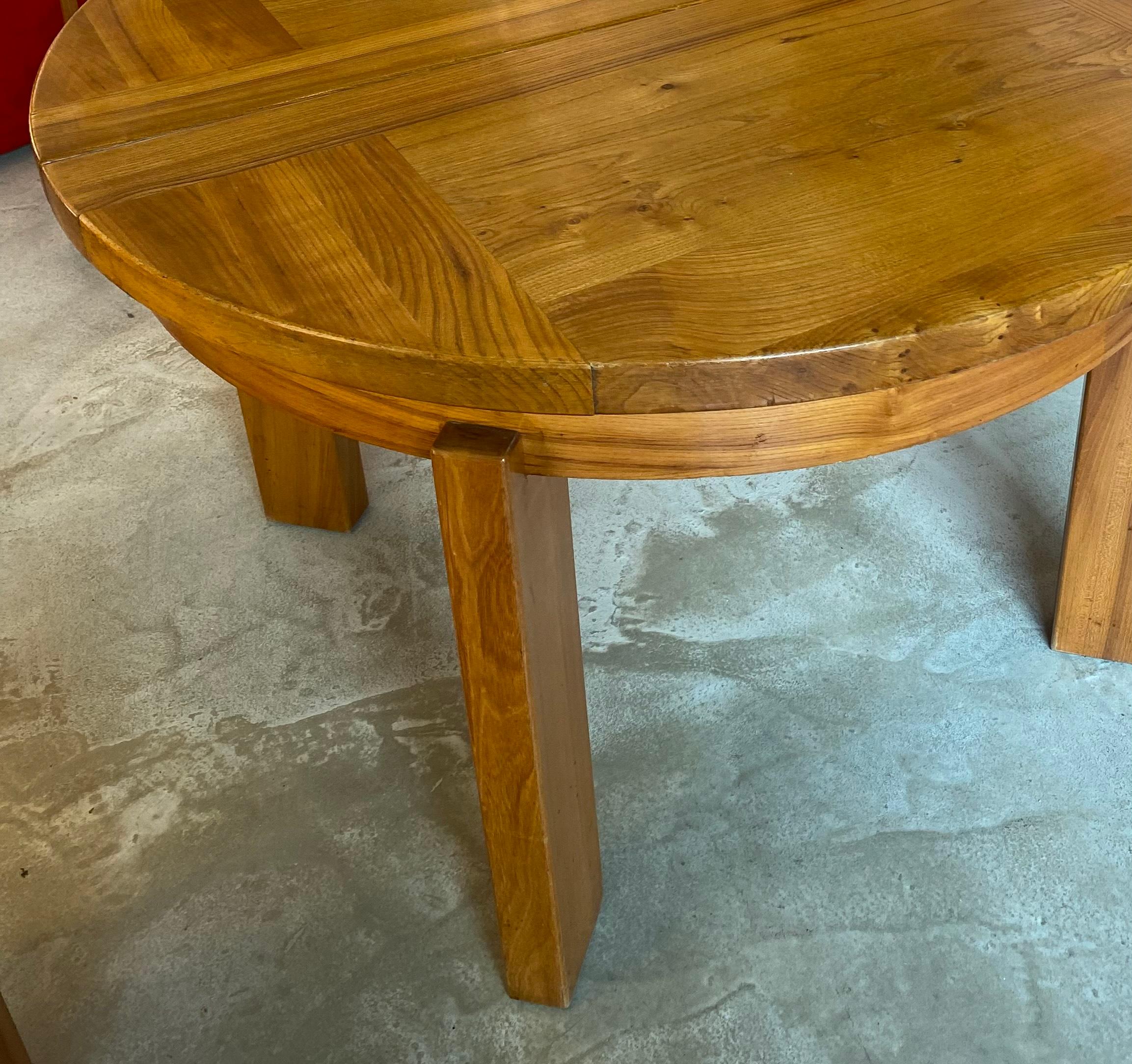 Table de salle à manger en bois d'orme, Regain, 1978 en vente 10