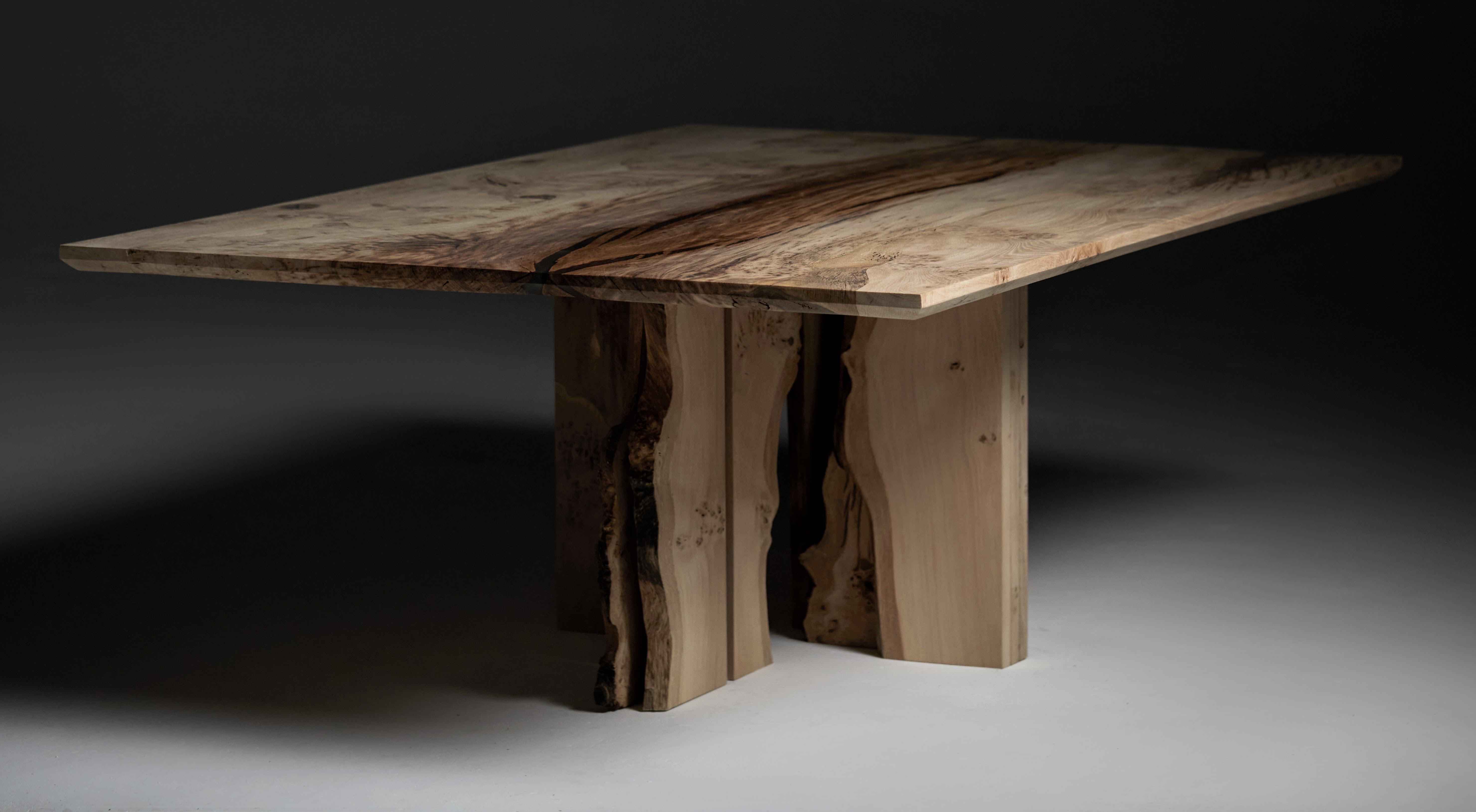 Dining Table in English Oak with inverted live edge centre legs  For Sale 2