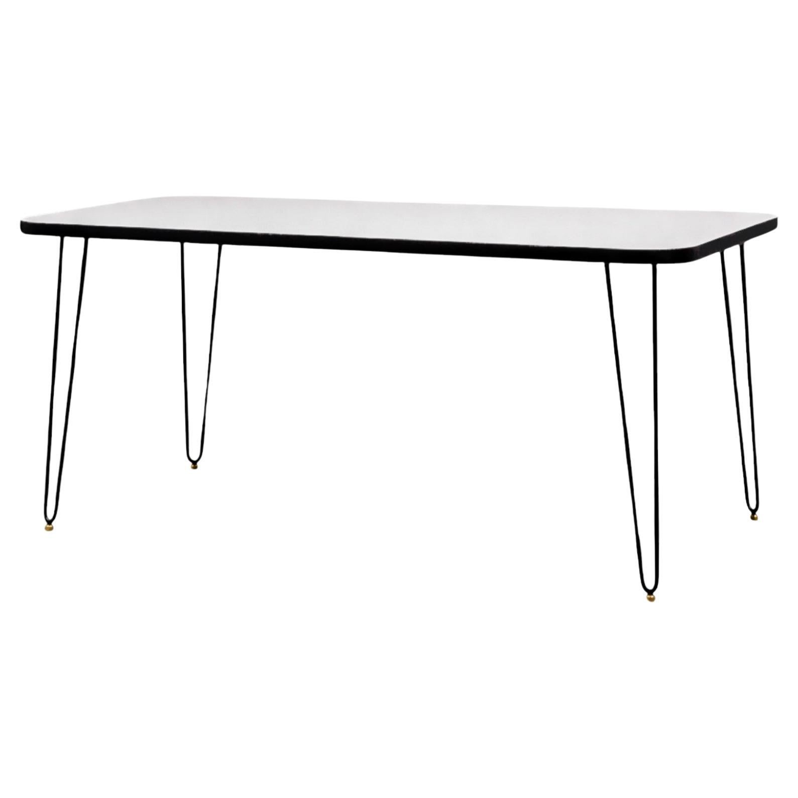 Dining Table in Hardwood and Iron, att. to Carlo Hauner, c. 1950s