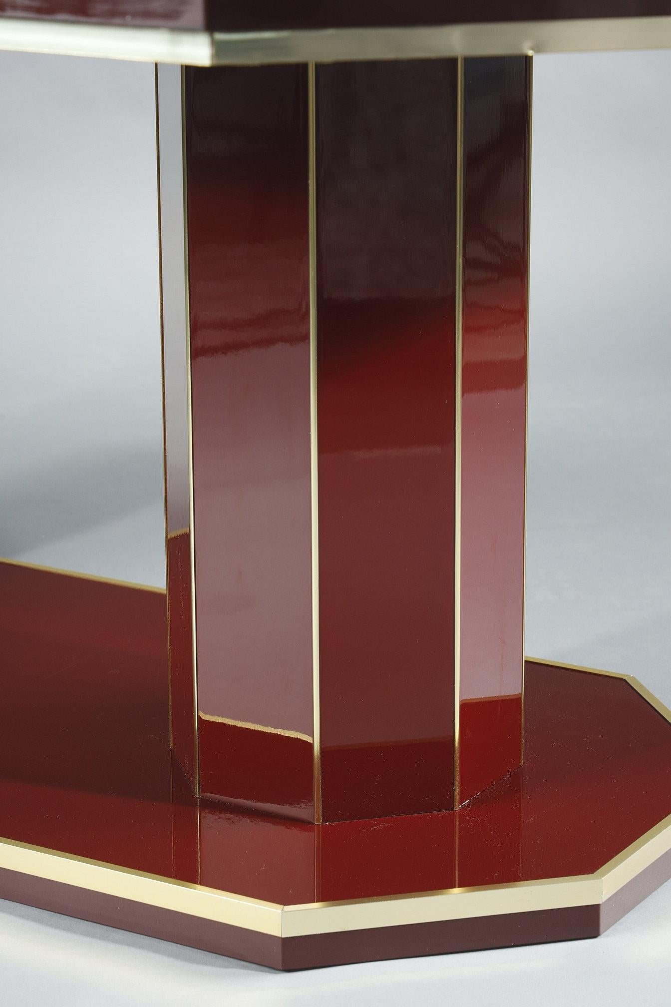 Dining table in lacquered wood and gilded brass, Designed by Paco Rabanne 3