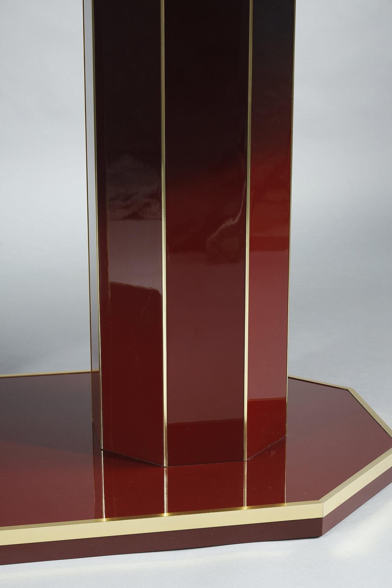 Dining table in lacquered wood and gilded brass, Designed by Paco Rabanne 5