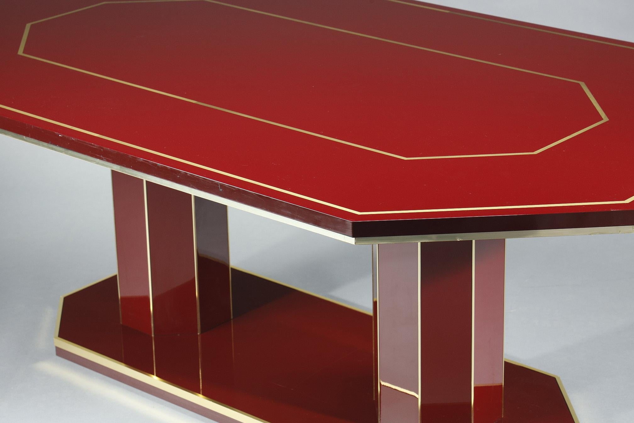Dining table in lacquered wood and gilded brass, Designed by Paco Rabanne 9