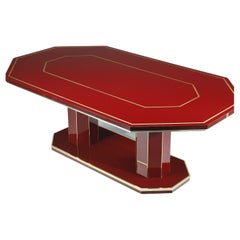 Dining table in lacquered wood and gilded brass, Designed by Paco Rabanne