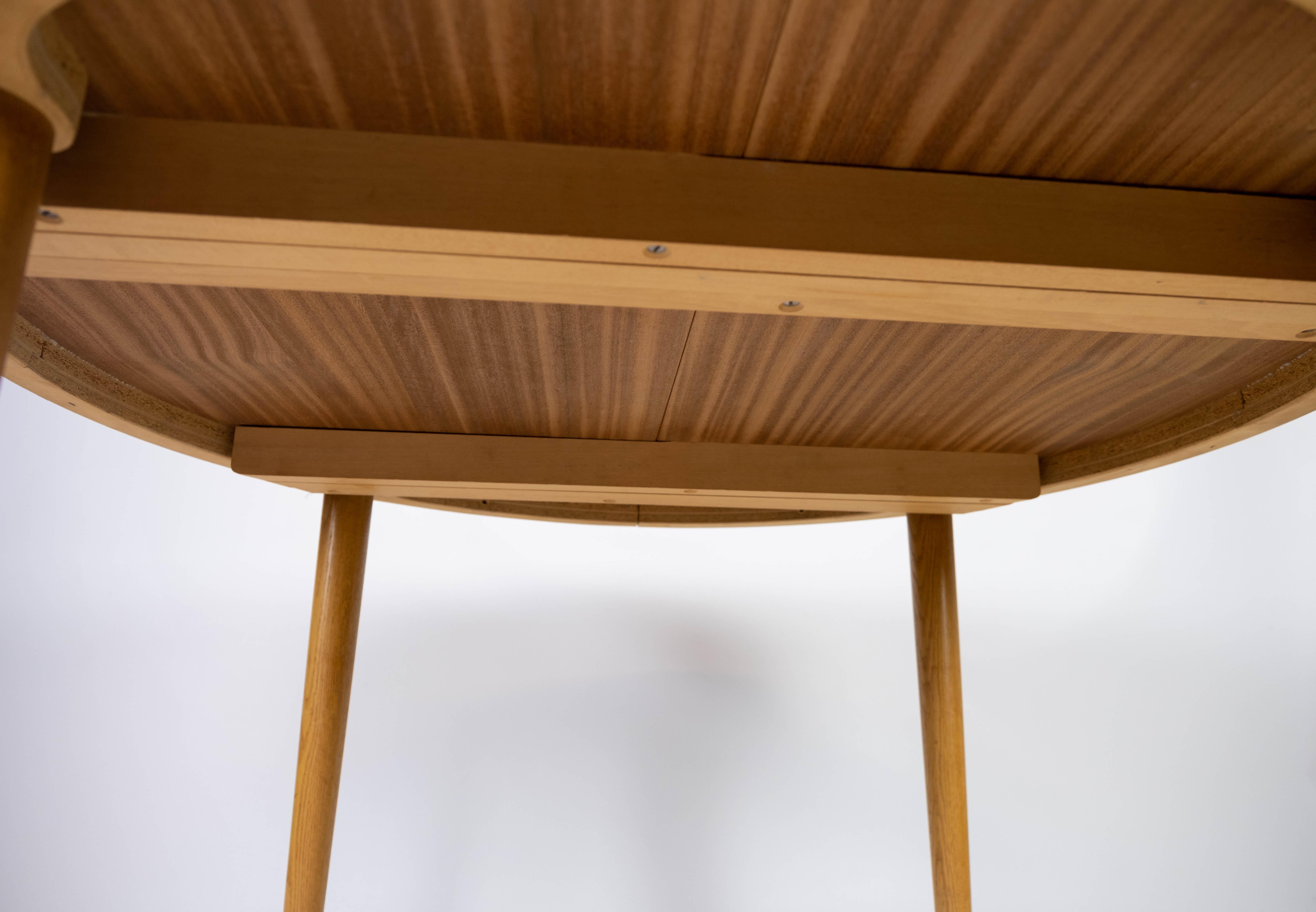 Mid-20th Century Dining Table Made In Light Wood With Extensions By Omann Junior From 1960s