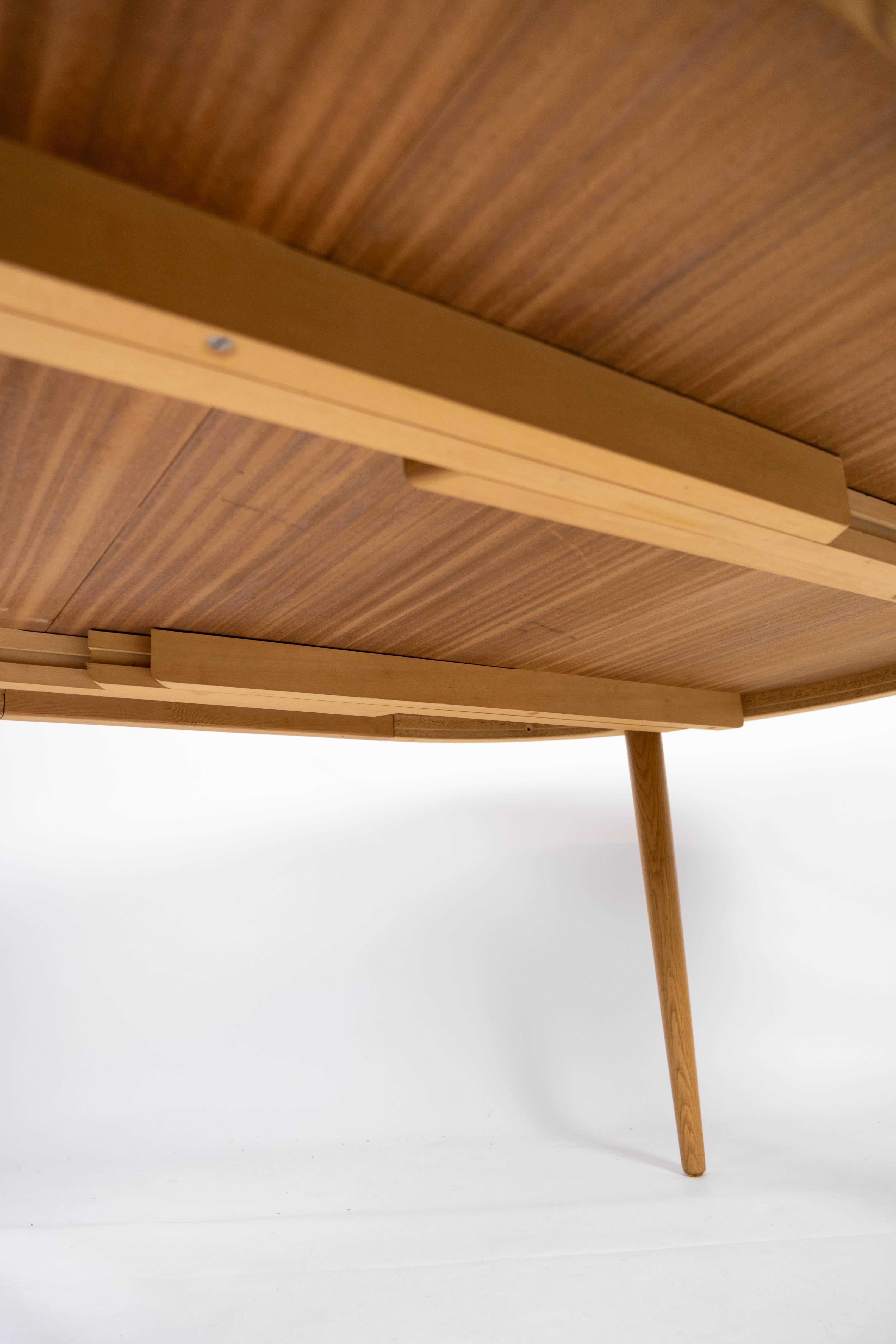 Dining Table Made In Light Wood With Extensions By Omann Junior From 1960s 2