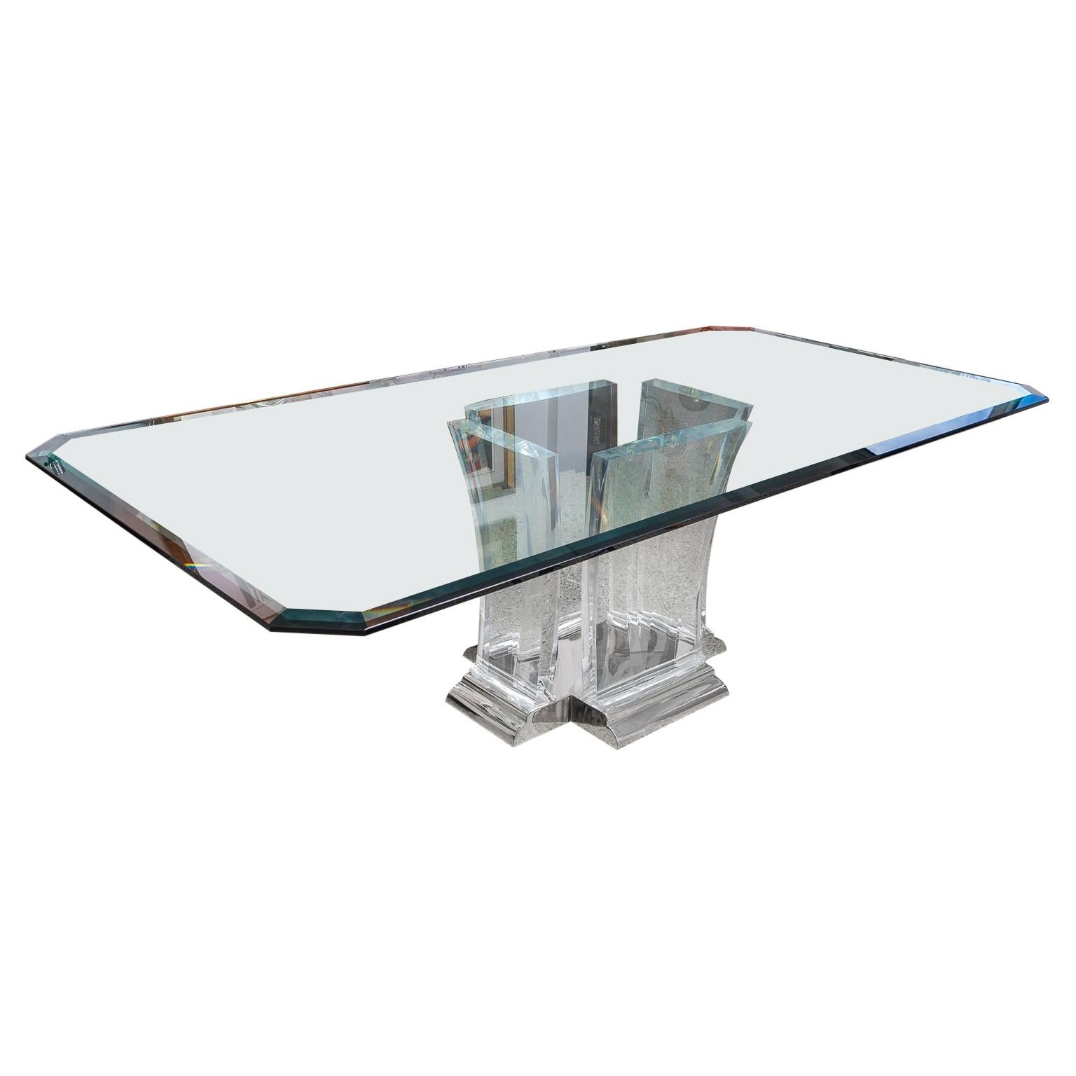 Dining Table in Lucite and Nickel by Jeffrey Bigelow