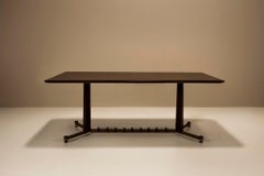 Dining Table in Mahogany, Rosewood and Brushed Brass, Italy, 1960s