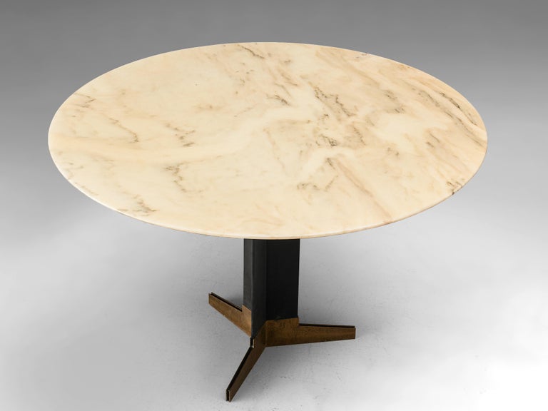 Mid-Century Modern Dining Table in Marble and Metal Attributed to Ignazio Gardella For Sale