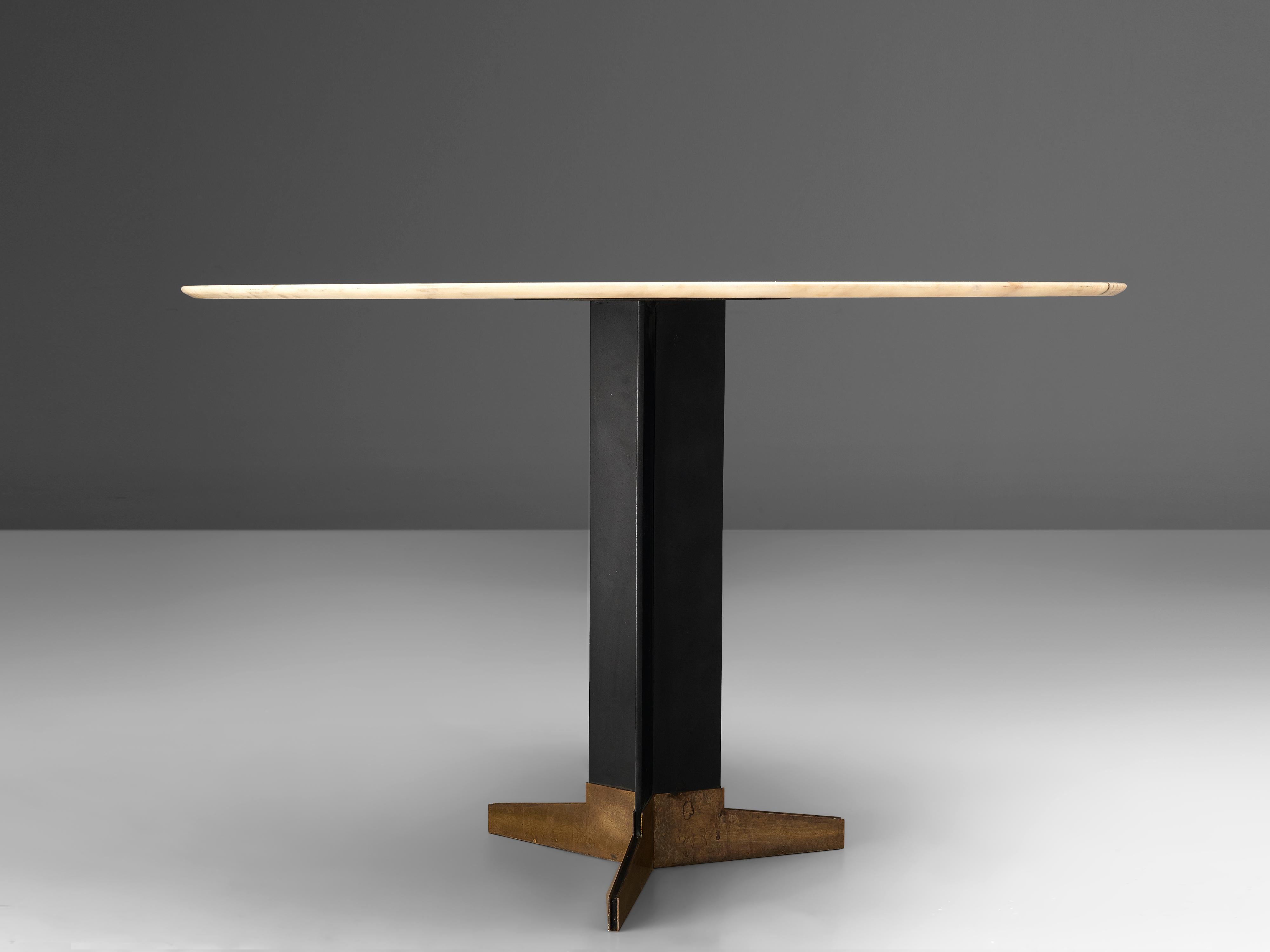 Mid-Century Modern Dining Table in Marble and Metal Attributed to Ignazio Gardella