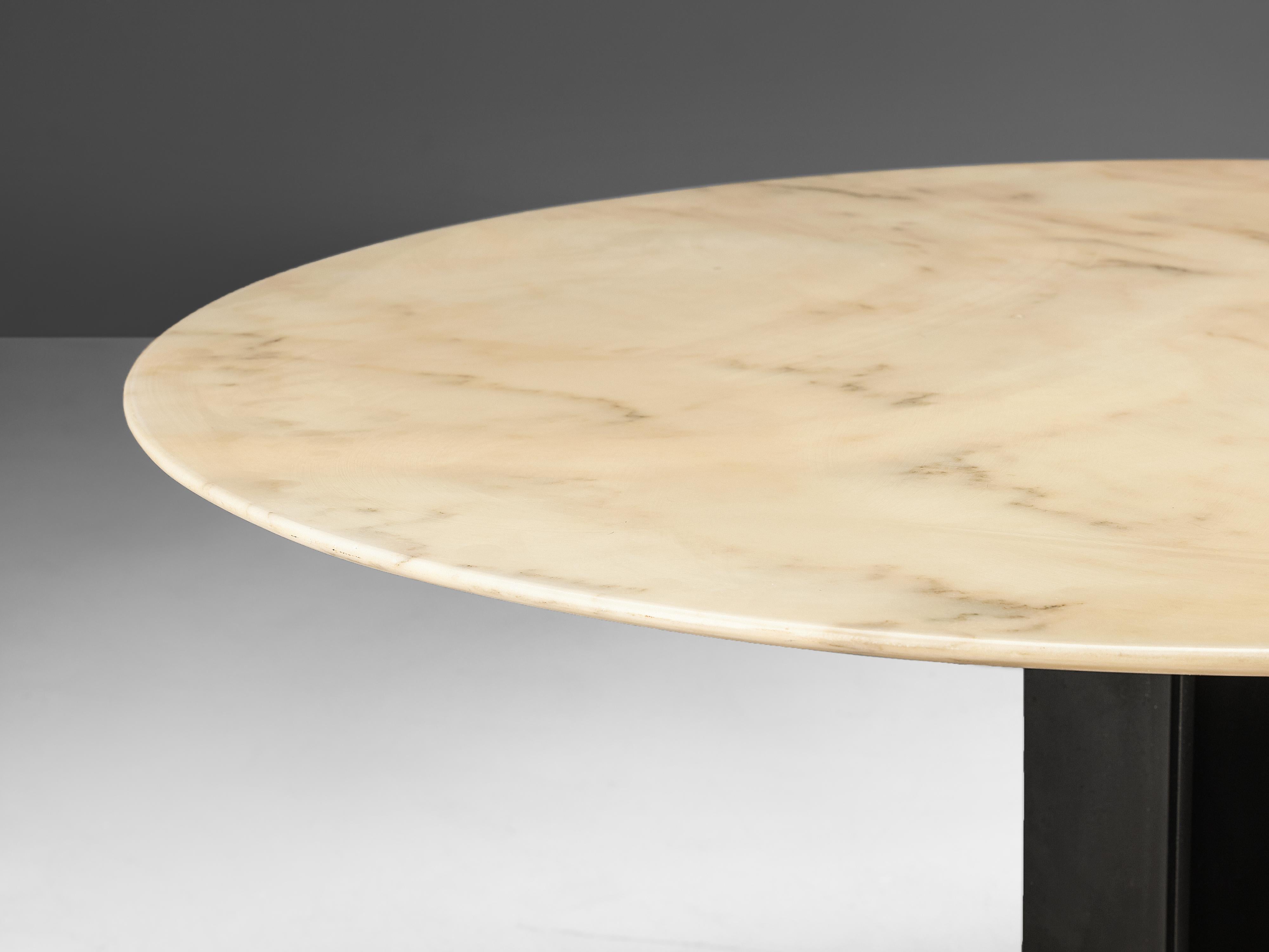 Italian Dining Table in Marble and Metal Attributed to Ignazio Gardella