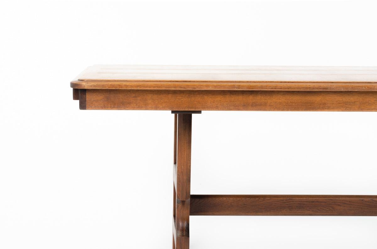 19th Century Dining Table in Oak by Guillerme&Chambron 1950