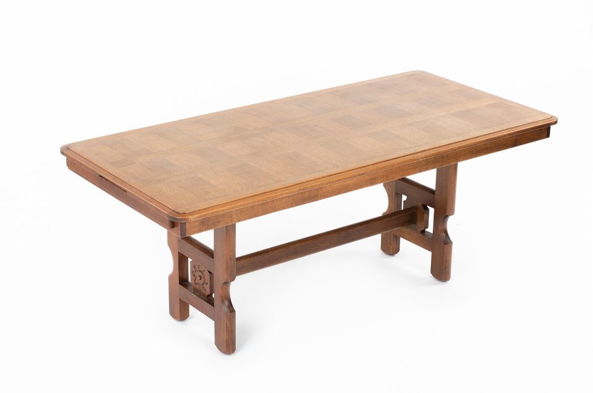 Dining Table in Oak by Guillerme&Chambron 1950 4