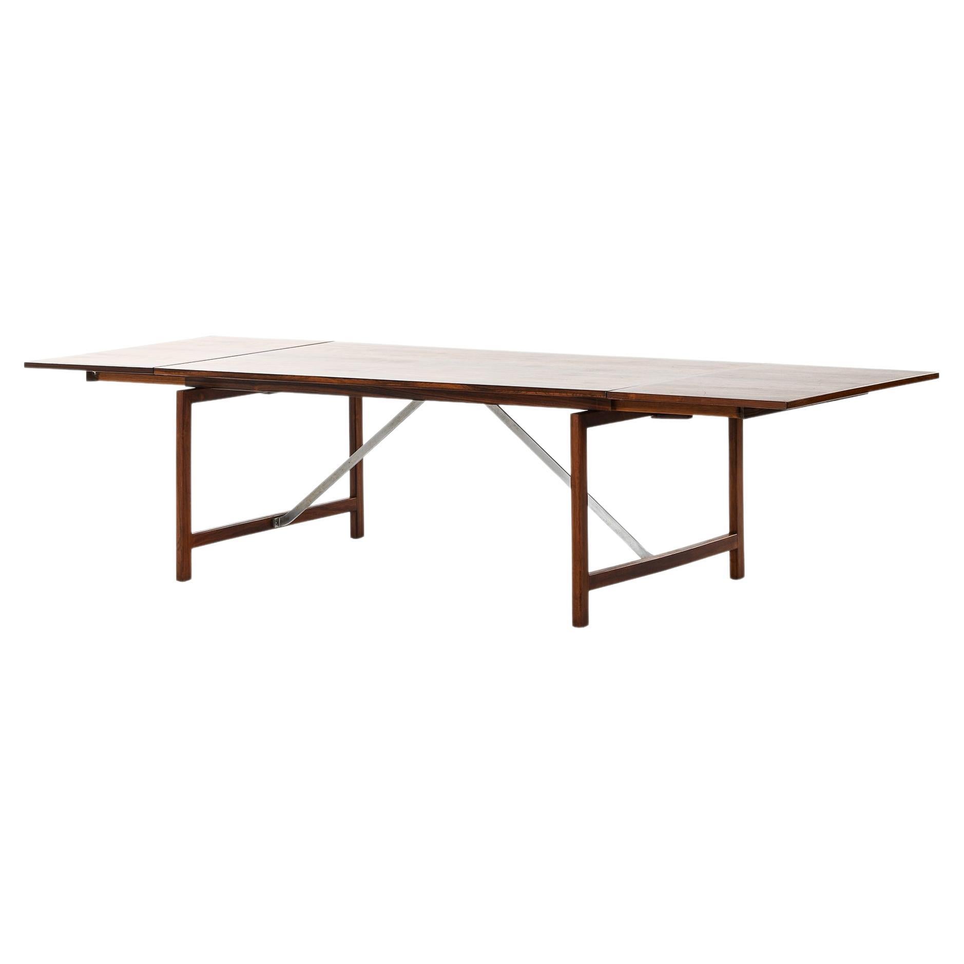 Dining Table in Rosewood and Steel by Hans Wegner, 1960s For Sale