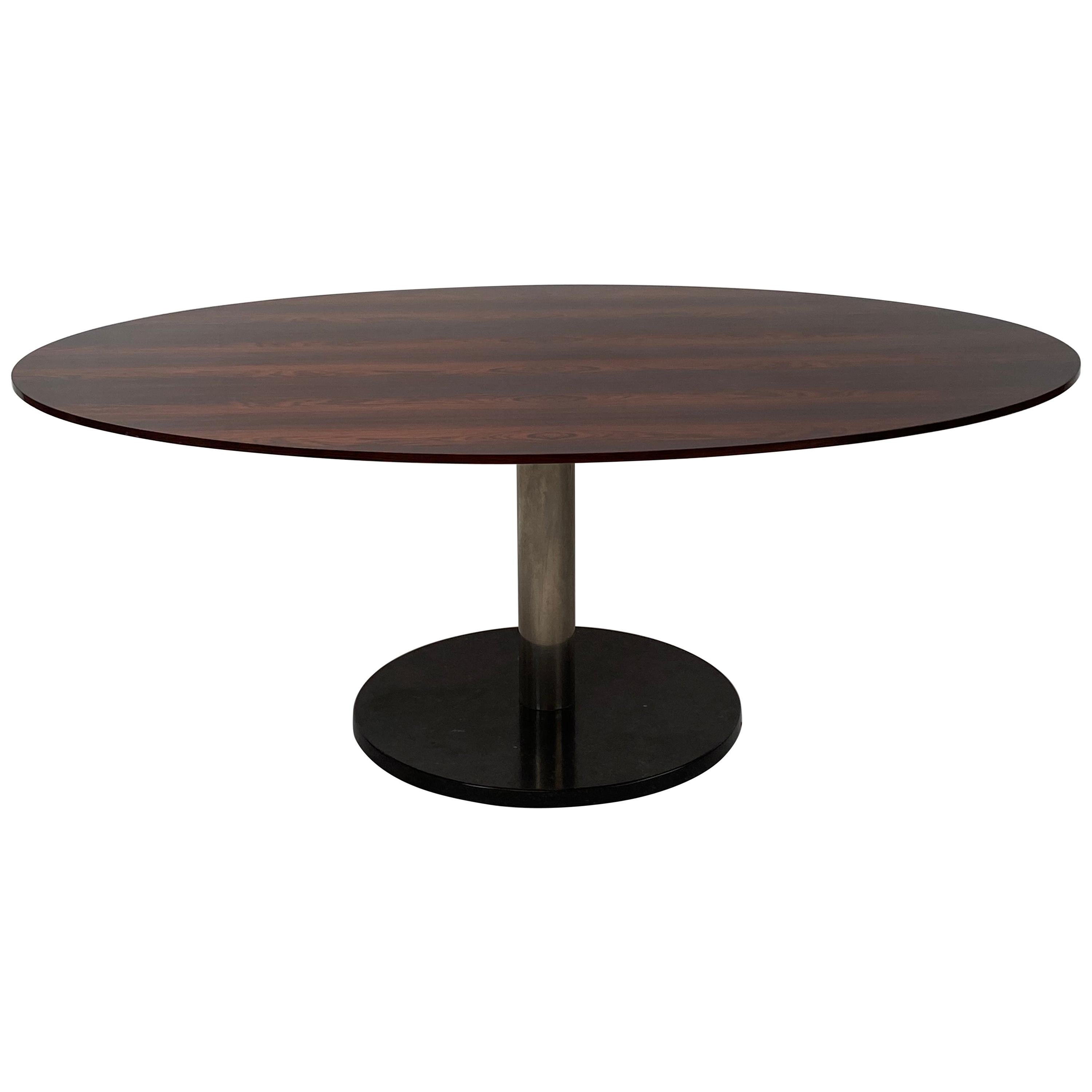 Vintage Oval Dining Table in Rosewood, Belgium by Alfred Hendrickx For Sale