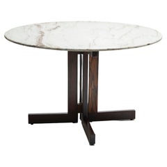 Mid-century dining table in hardwood & marble by Celina, Brazil, c. 1960, sealed