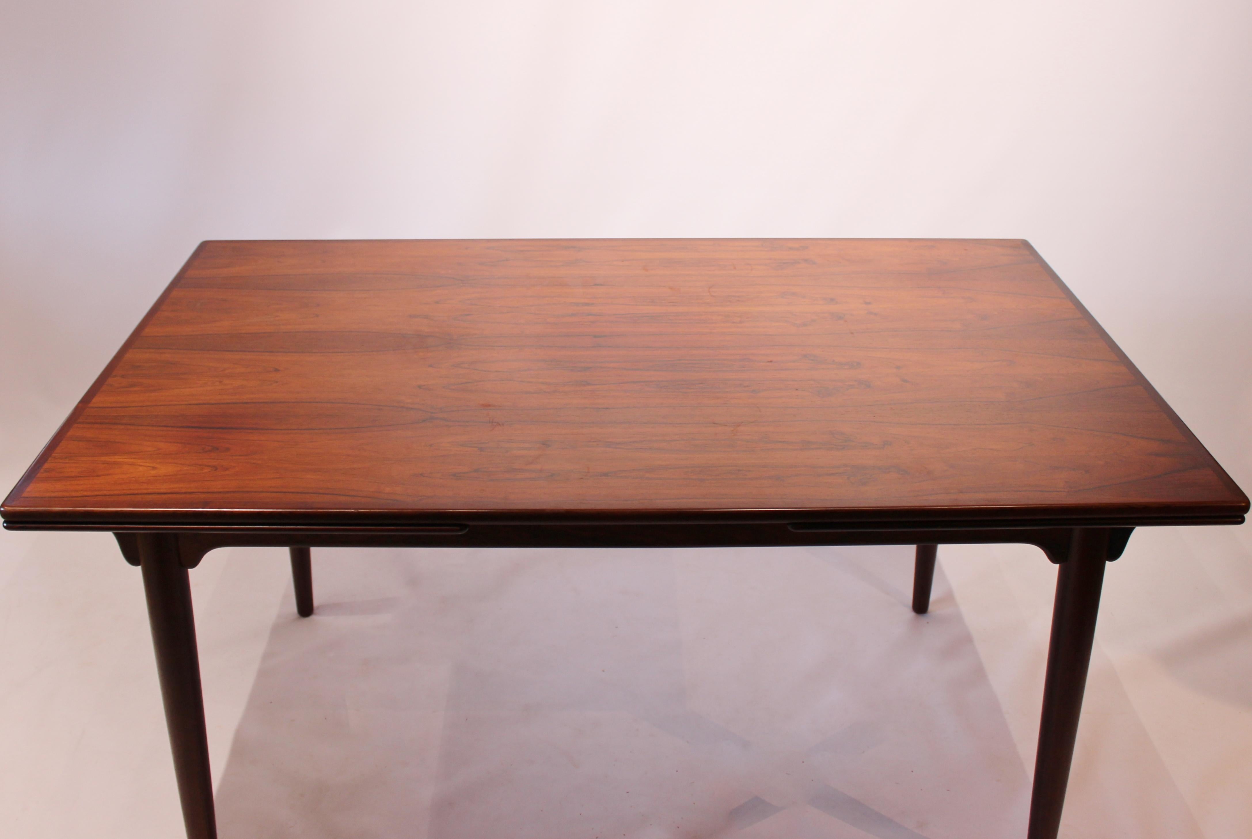 Mid-20th Century Dining Table in Rosewood with Dutch Leaves Designed by Omann Junior, 1960s