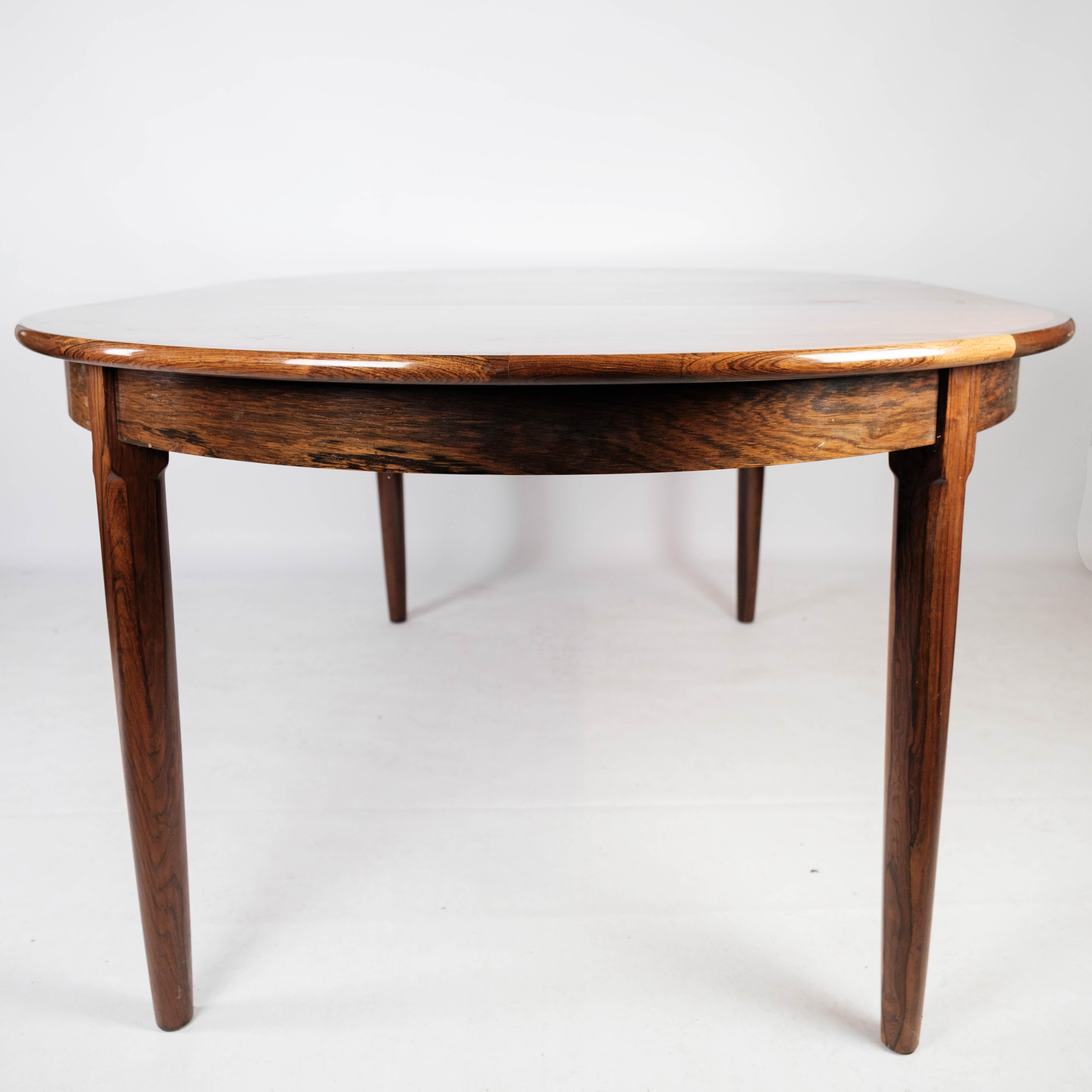 Dining Table Made In Rosewood With Extension, Danish Design From 1960s For Sale 9
