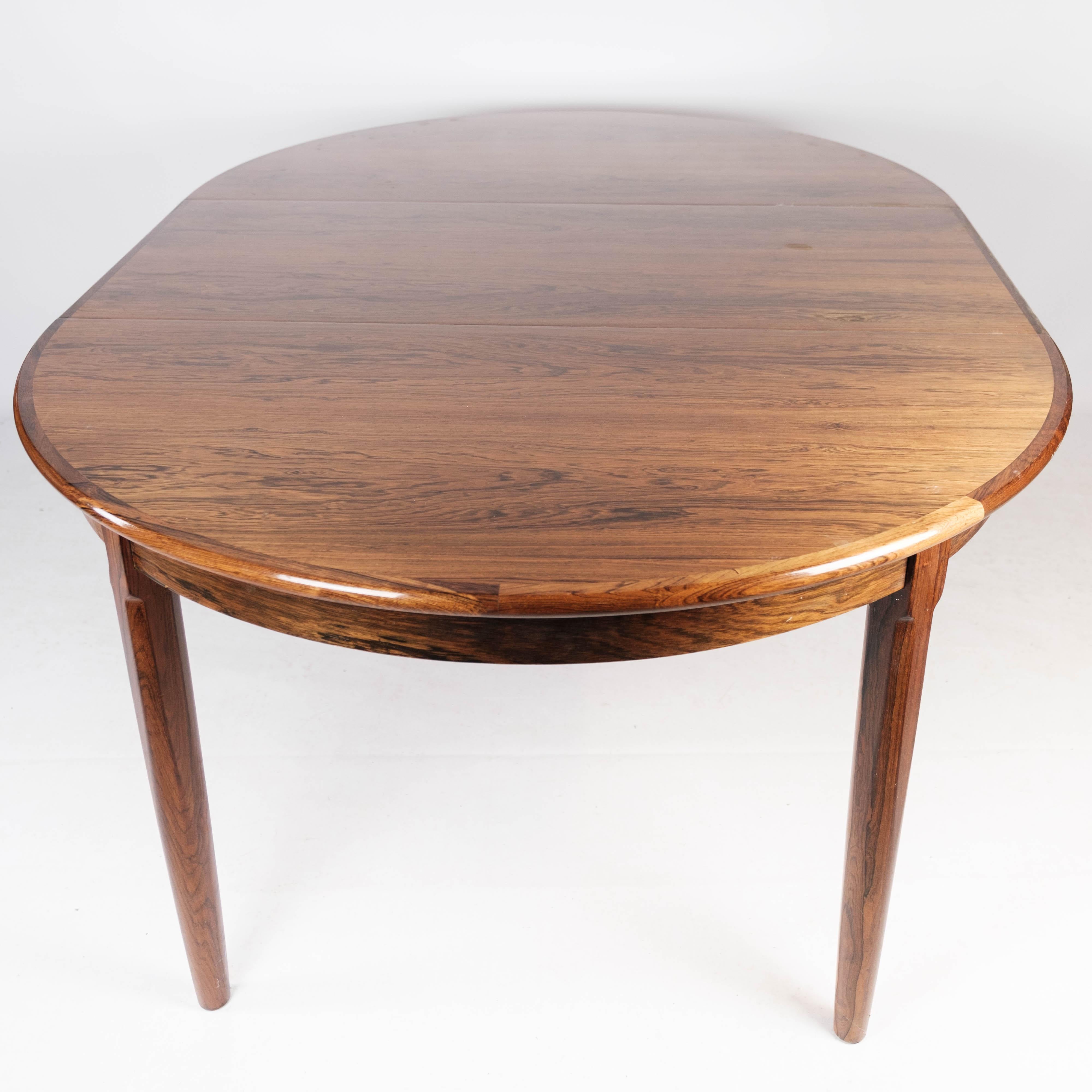 Dining Table Made In Rosewood With Extension, Danish Design From 1960s For Sale 10