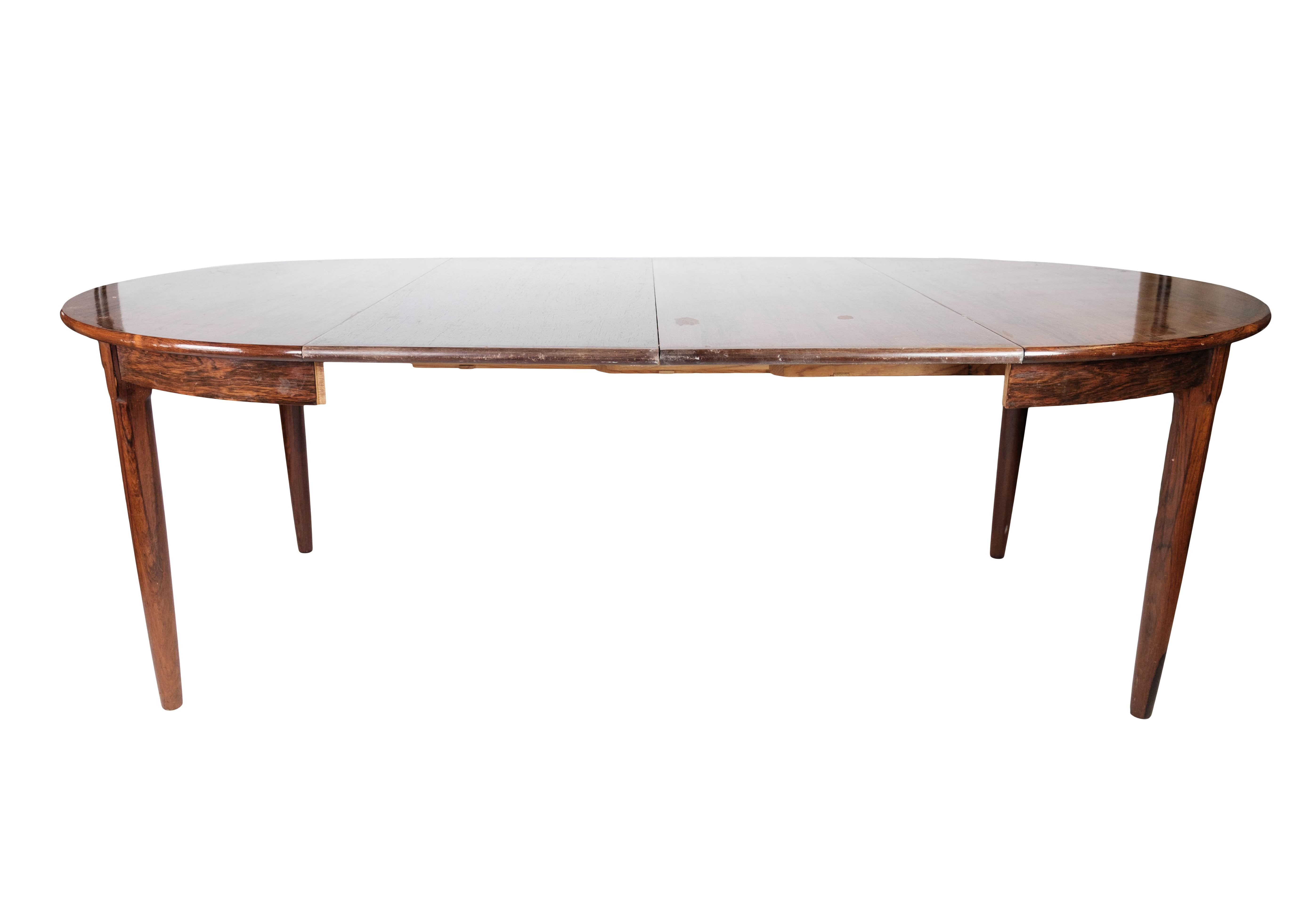 Dining Table Made In Rosewood With Extension, Danish Design From 1960s For Sale 11