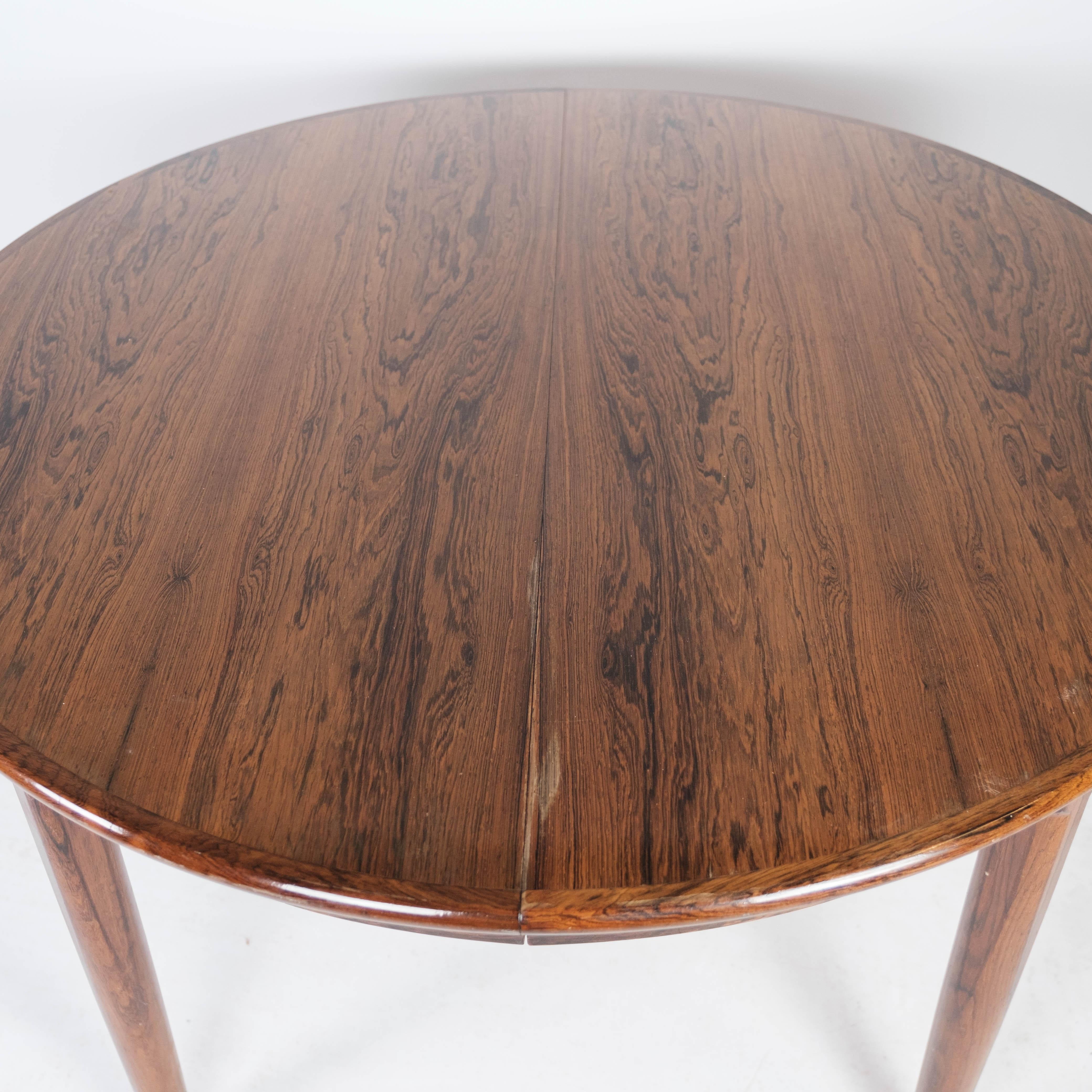 Mid-Century Modern Dining Table Made In Rosewood With Extension, Danish Design From 1960s For Sale