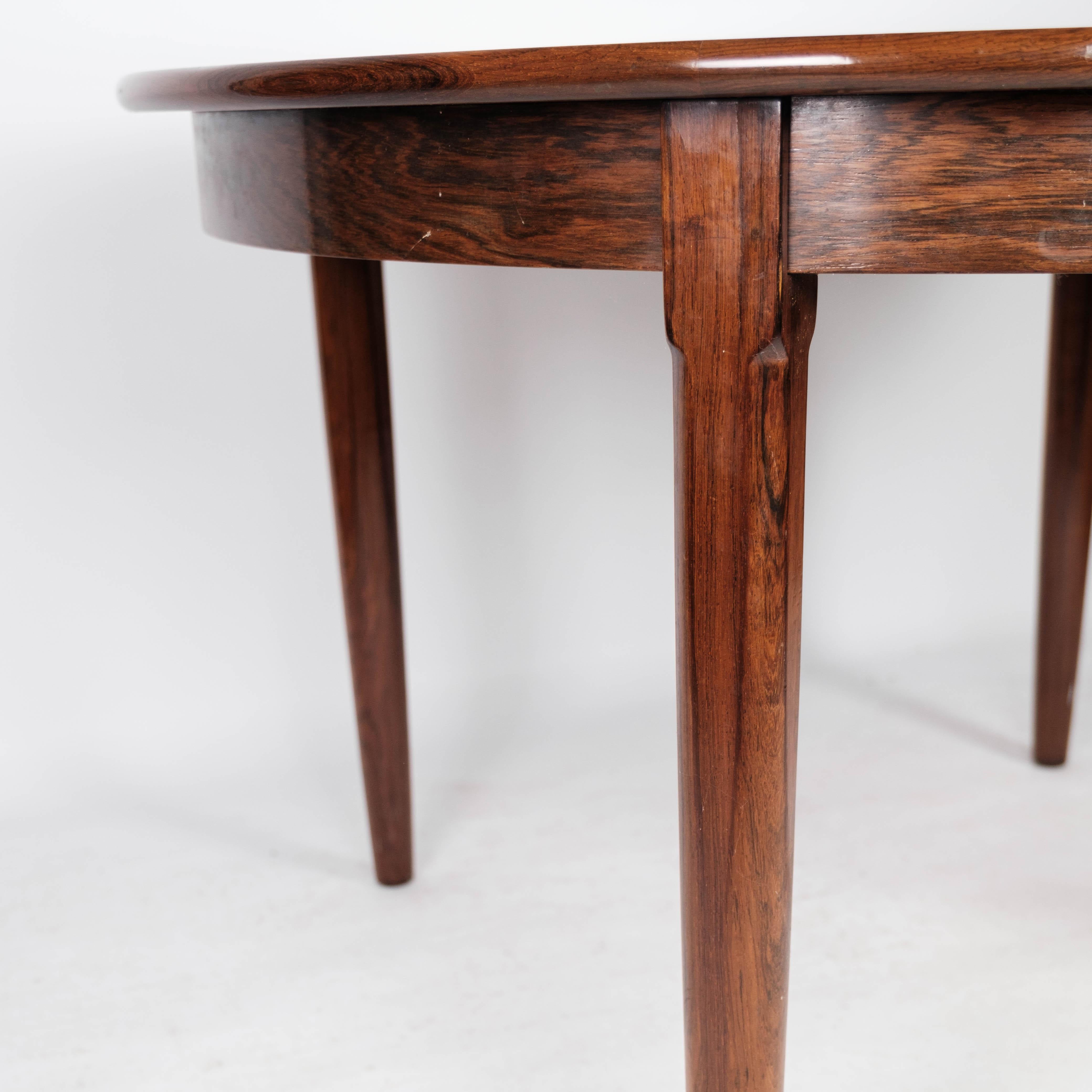 Dining Table Made In Rosewood With Extension, Danish Design From 1960s For Sale 1