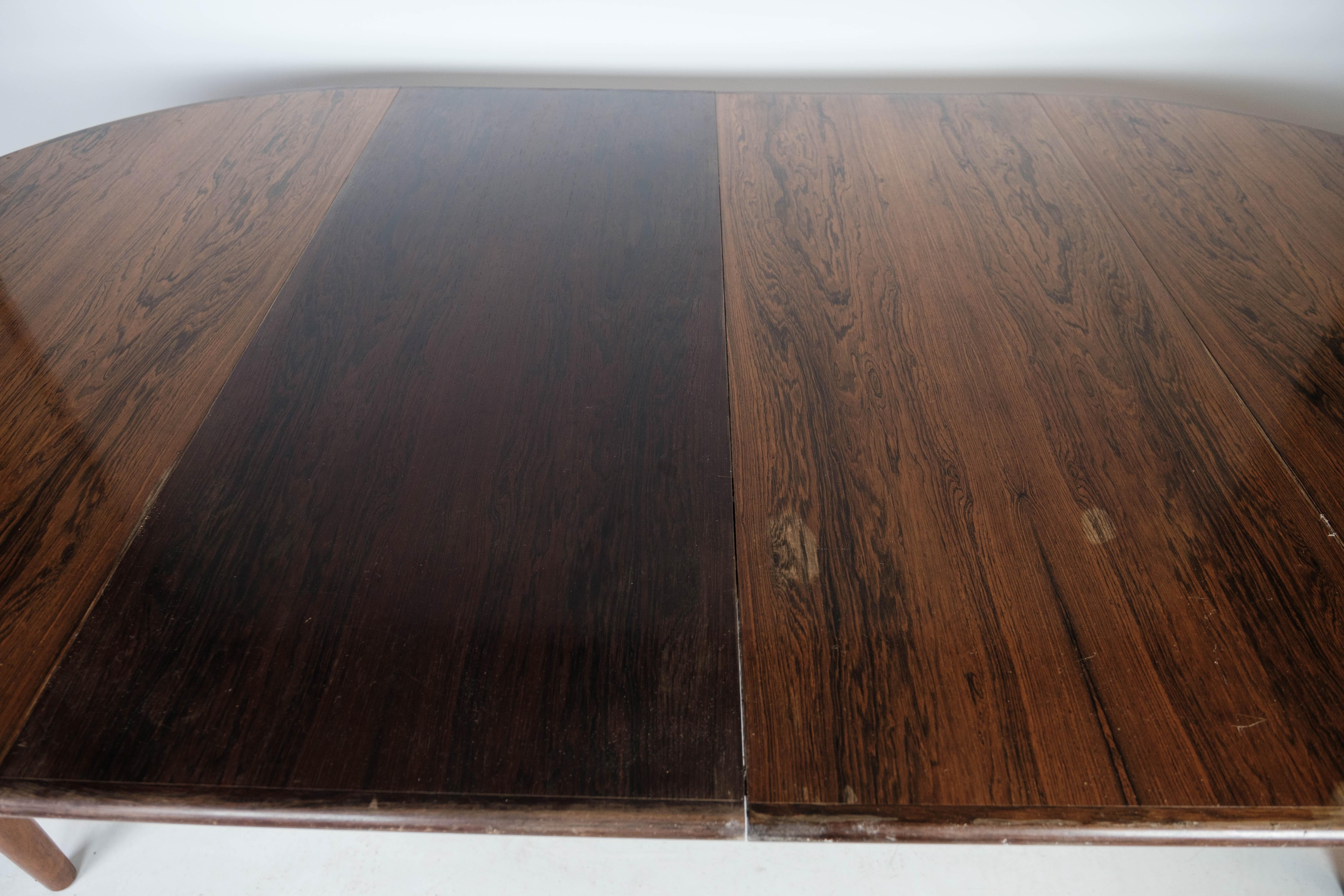 Dining Table Made In Rosewood With Extension, Danish Design From 1960s For Sale 4