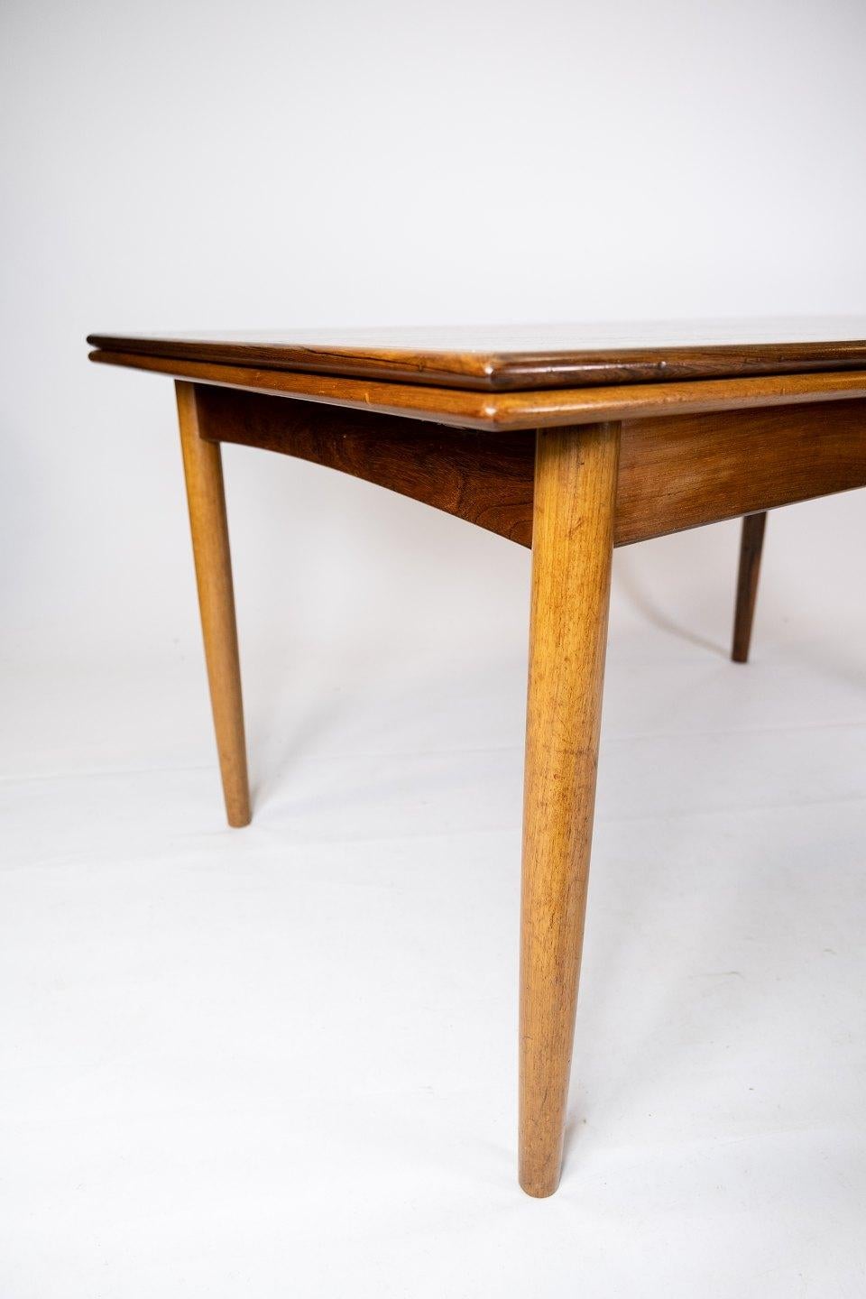 Mid-Century Modern Dining Table Made In Rosewood With Extensions, Danish Design From 1960s For Sale