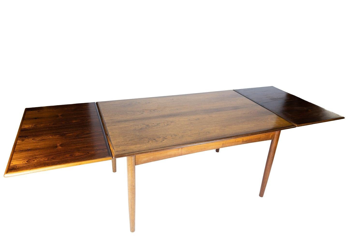 Dining Table Made In Rosewood With Extensions, Danish Design From 1960s For Sale 4