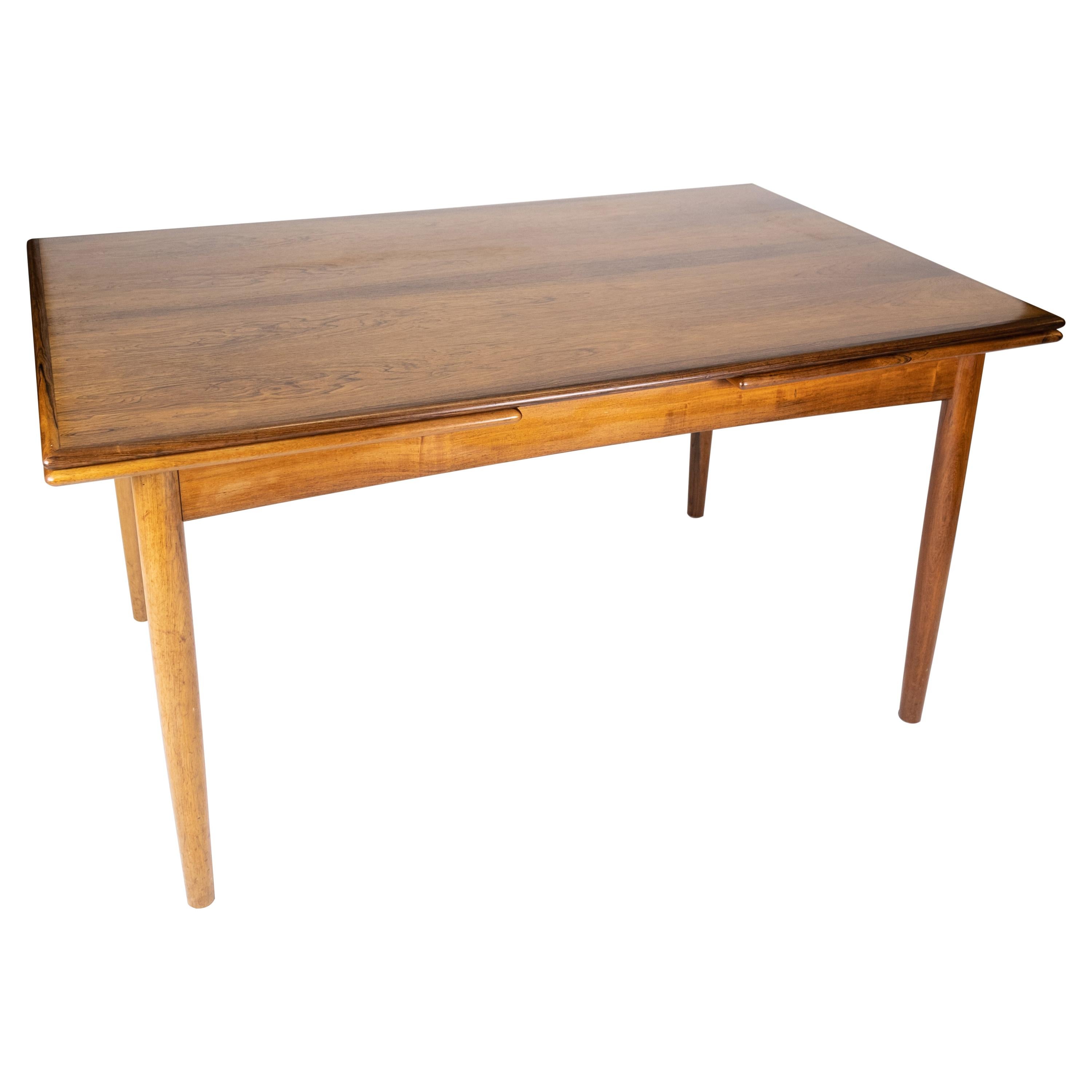 Table de salle à manger fabriquée en bois de rose avec rallonges, design danois des années 1960