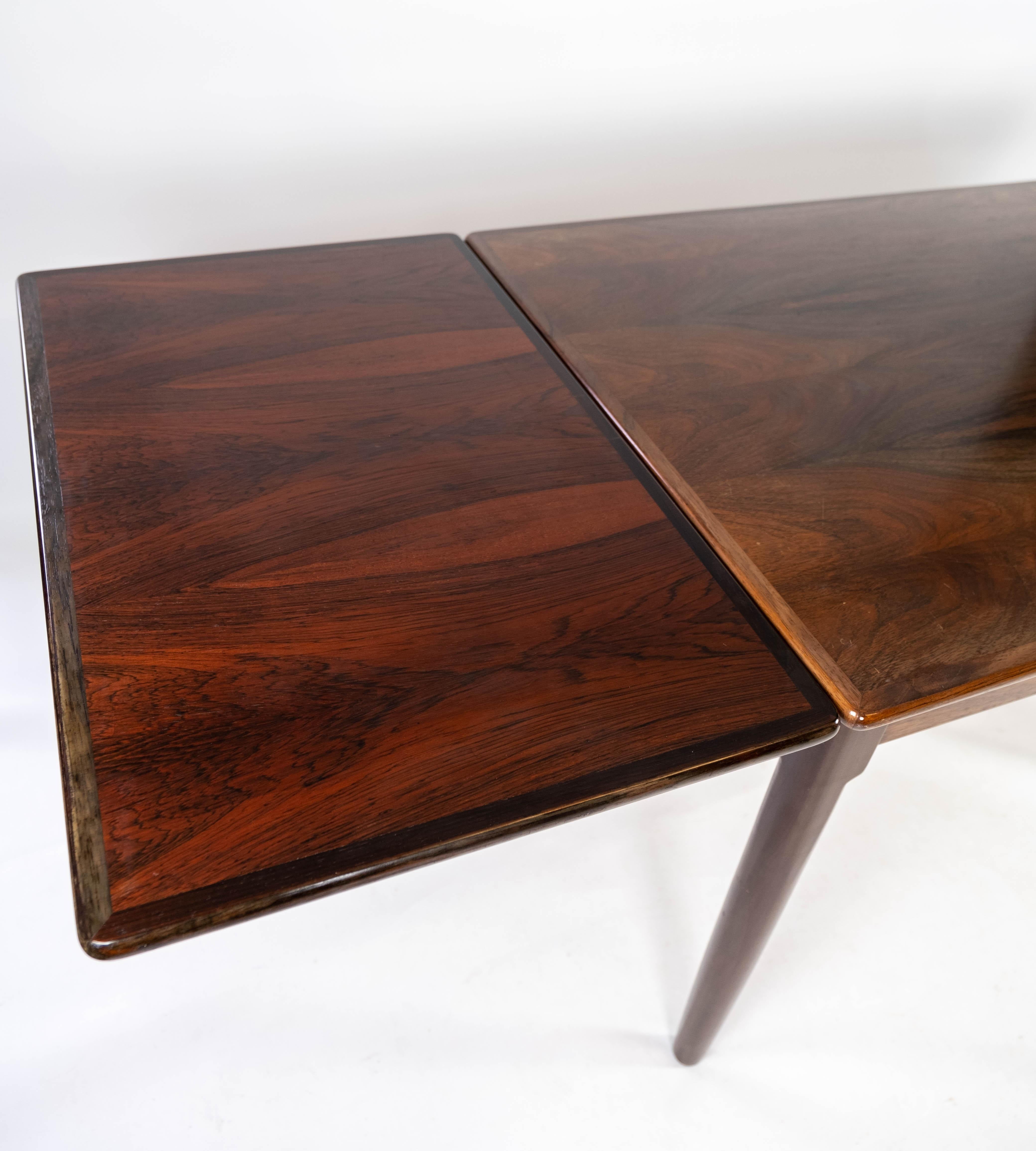 Dining Table Made In Rosewood With Extentions, Danish Design From 1960s For Sale 4