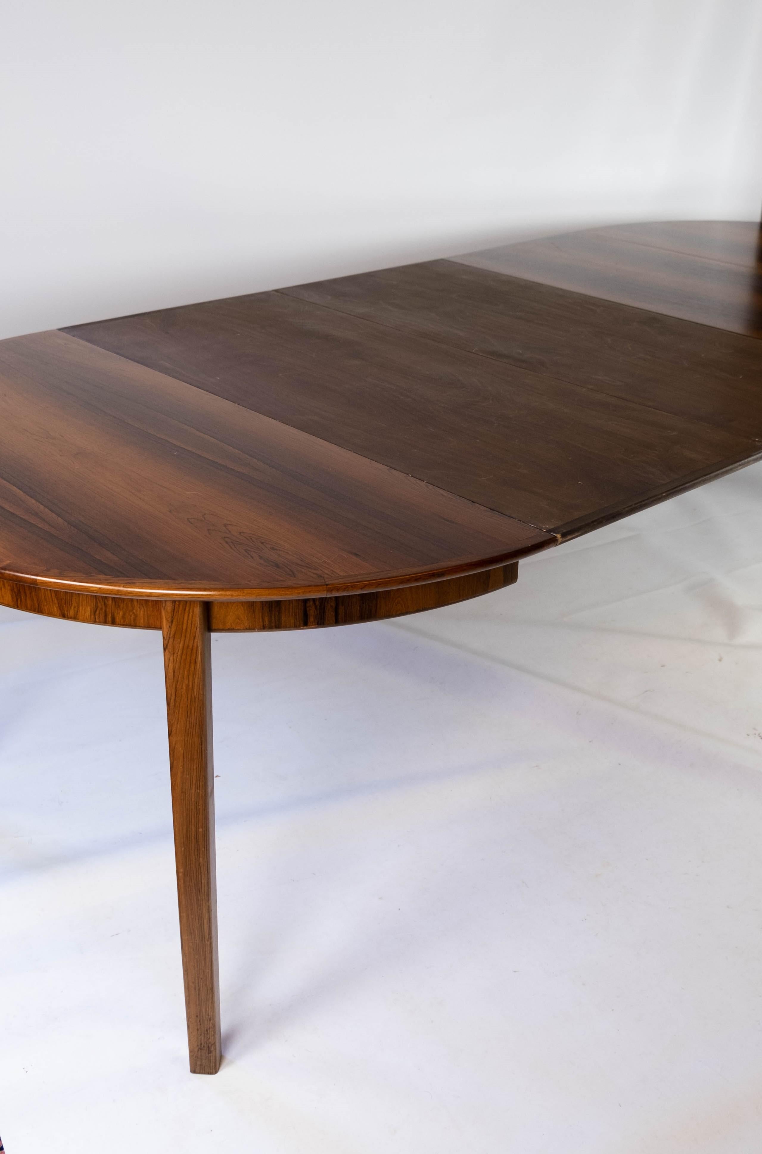 Dining Table Made In Rosewood With Extension Plates, Danish Design From 1960s For Sale 6